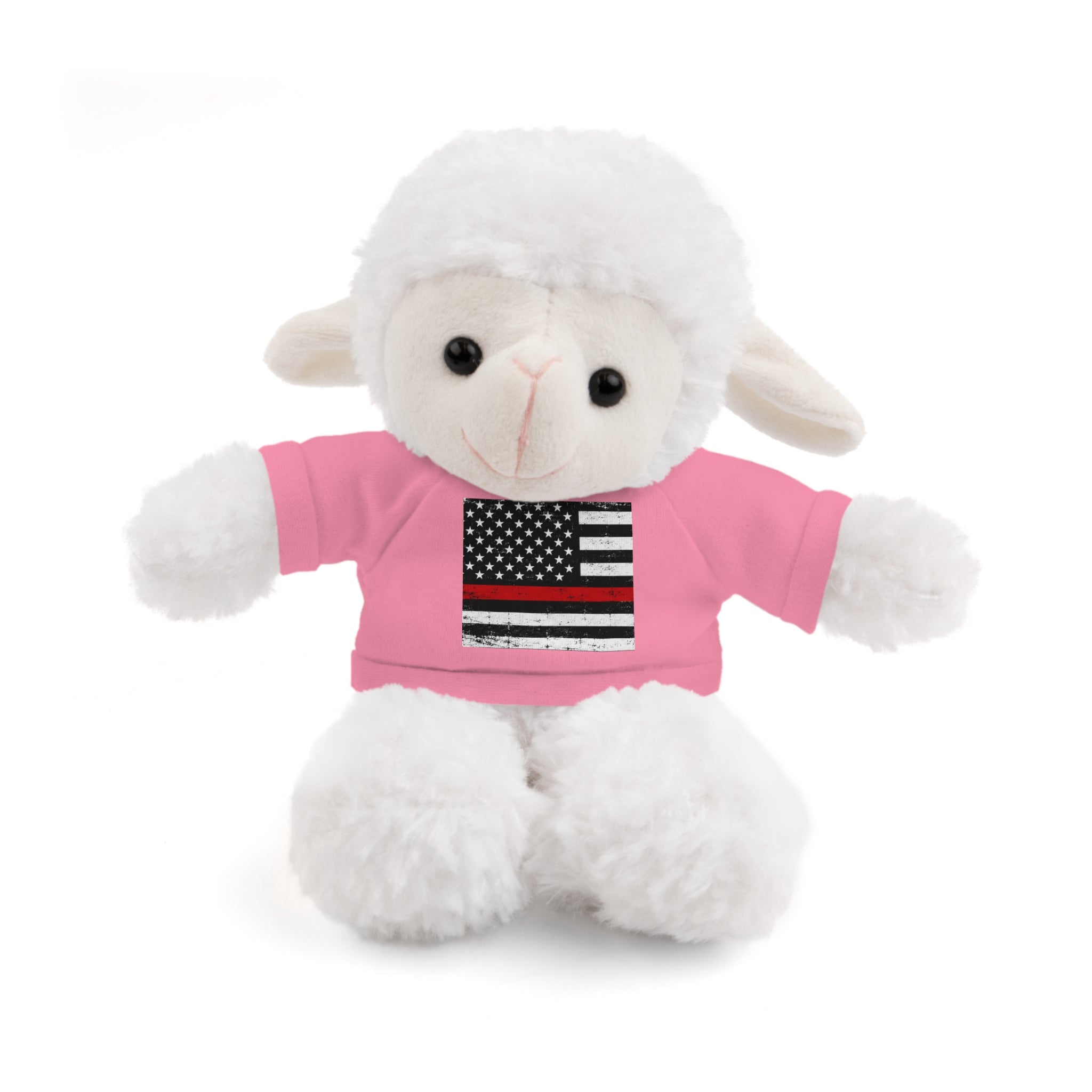 Kids Stuffed Animal with Thin Red line flag Tee