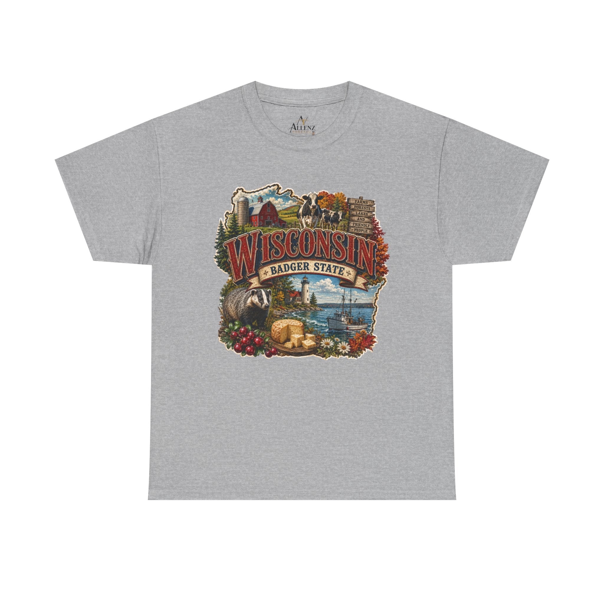 Unisex Heavy Cotton Tee🧀🌲 Wisconsin – Proudly the Badger State 🚤🐄
