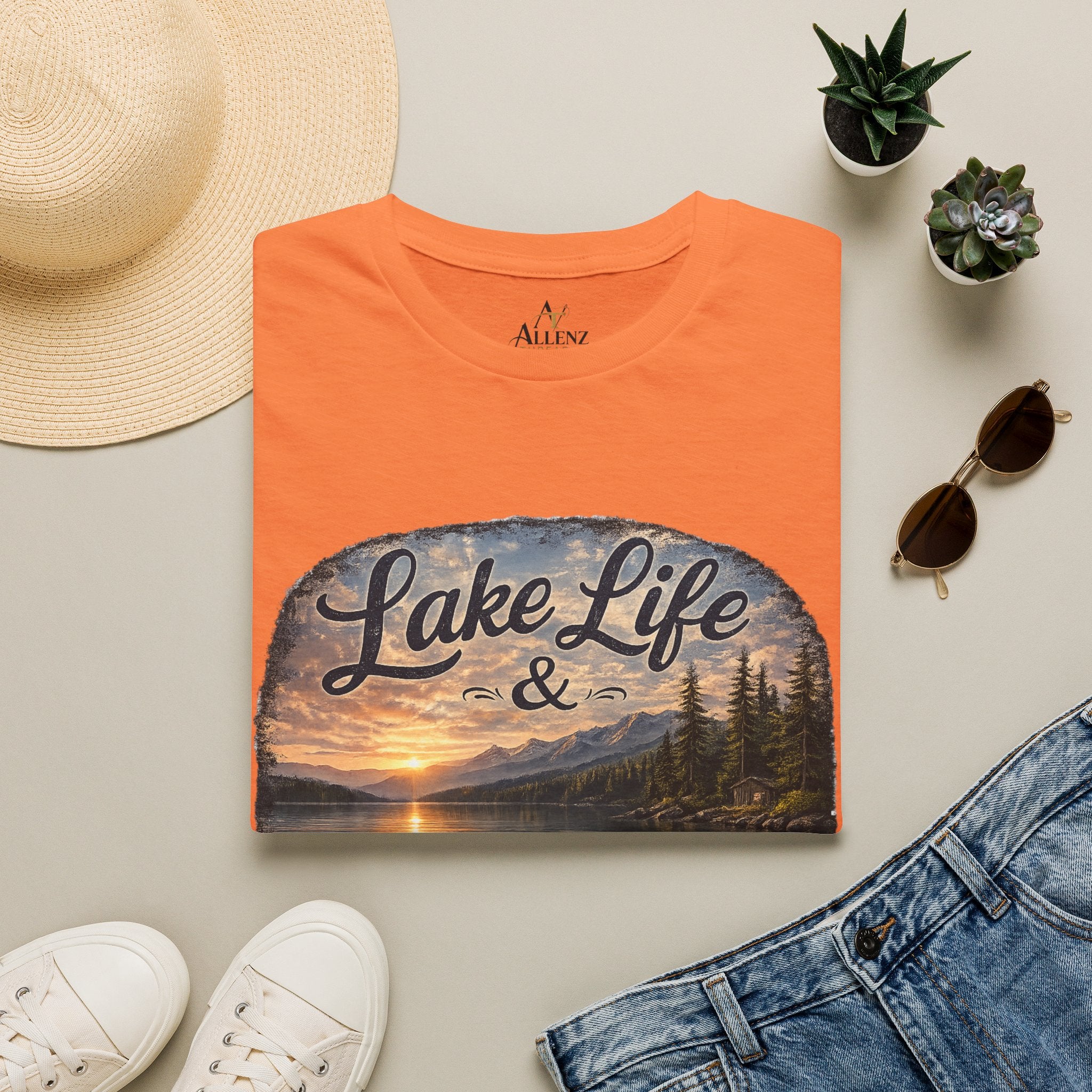 Lake Life T-Shirt — Scenic Sunrise Boat 'Lake Life & Fond Memories'