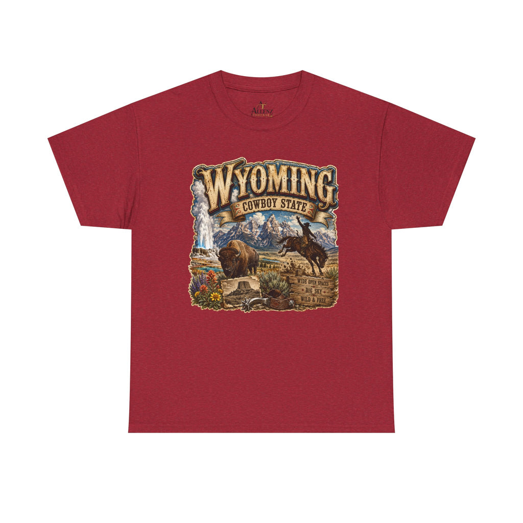 Unisex Heavy Cotton Tee🤠🏔️ Wyoming – The Cowboy State 🦬🌄