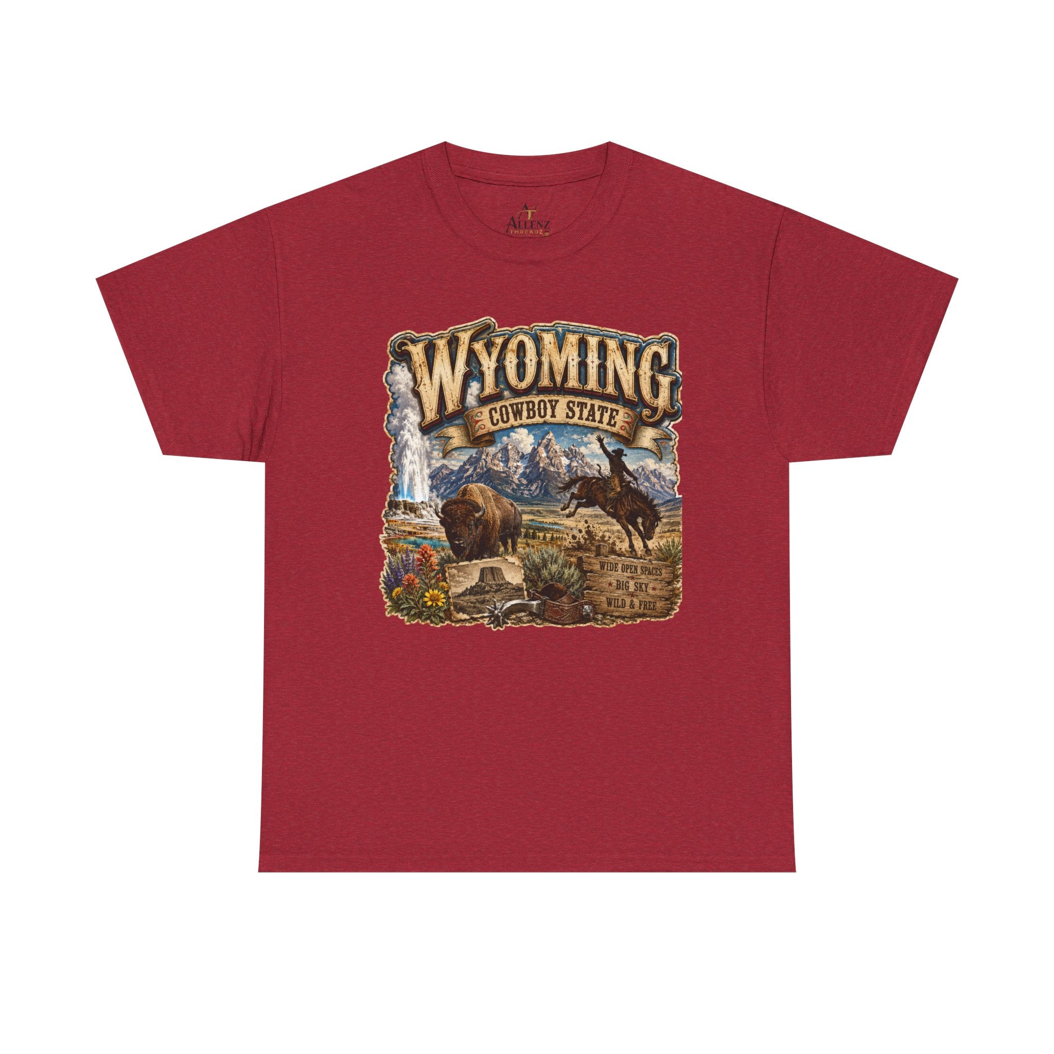 Unisex Heavy Cotton Tee🤠🏔️ Wyoming – The Cowboy State 🦬🌄