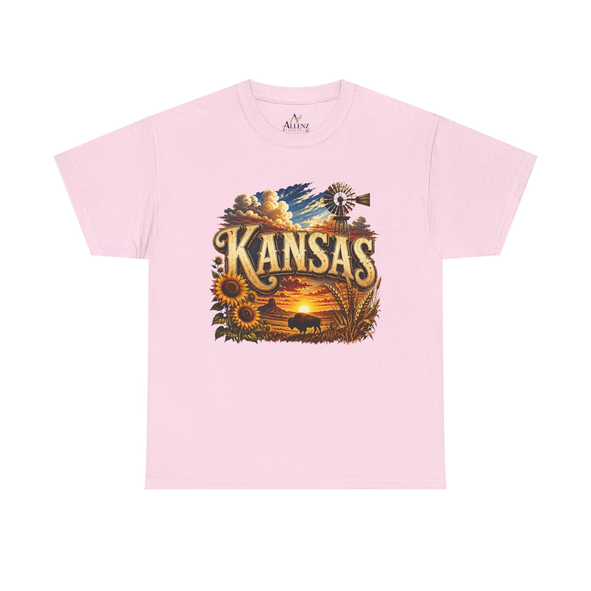 Unisex Heavy Cotton Tee 🌻 Kansas – Wide Open Skies and Heartland Heritage 🌻