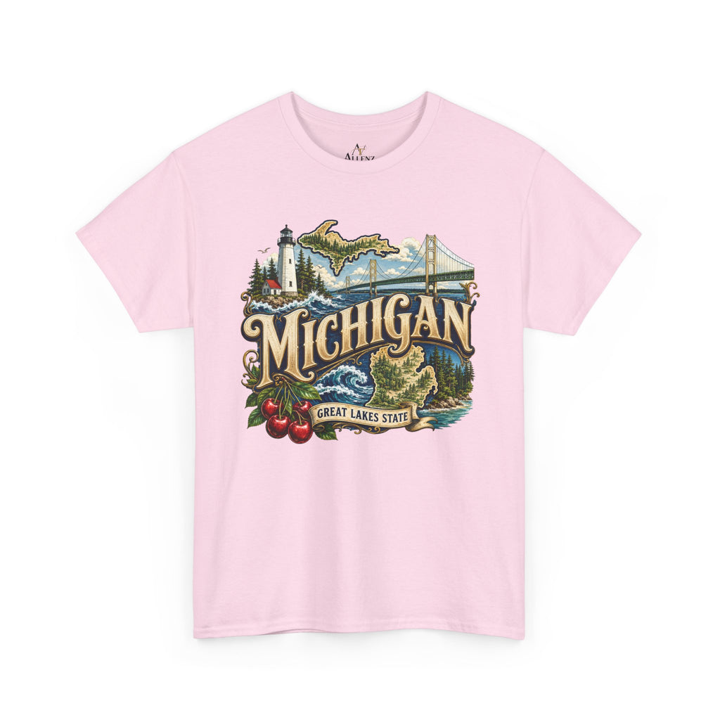 Unisex Heavy Cotton Tee🌊 Michigan – Great Lakes Beauty and Northern Adventure 🌊
