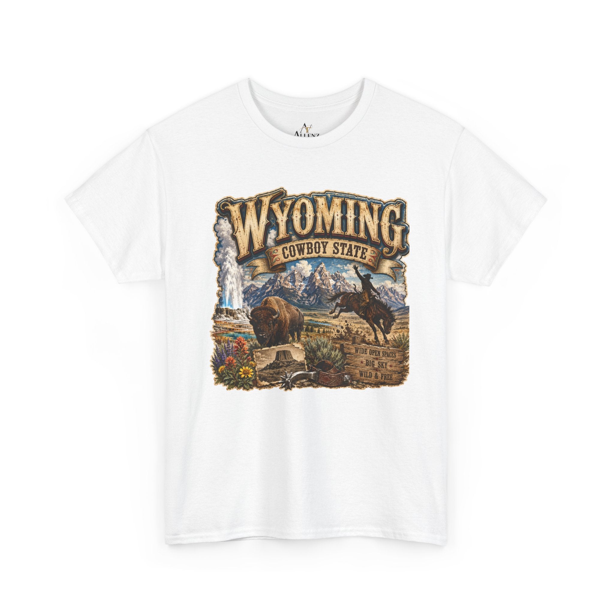 Unisex Heavy Cotton Tee🤠🏔️ Wyoming – The Cowboy State 🦬🌄