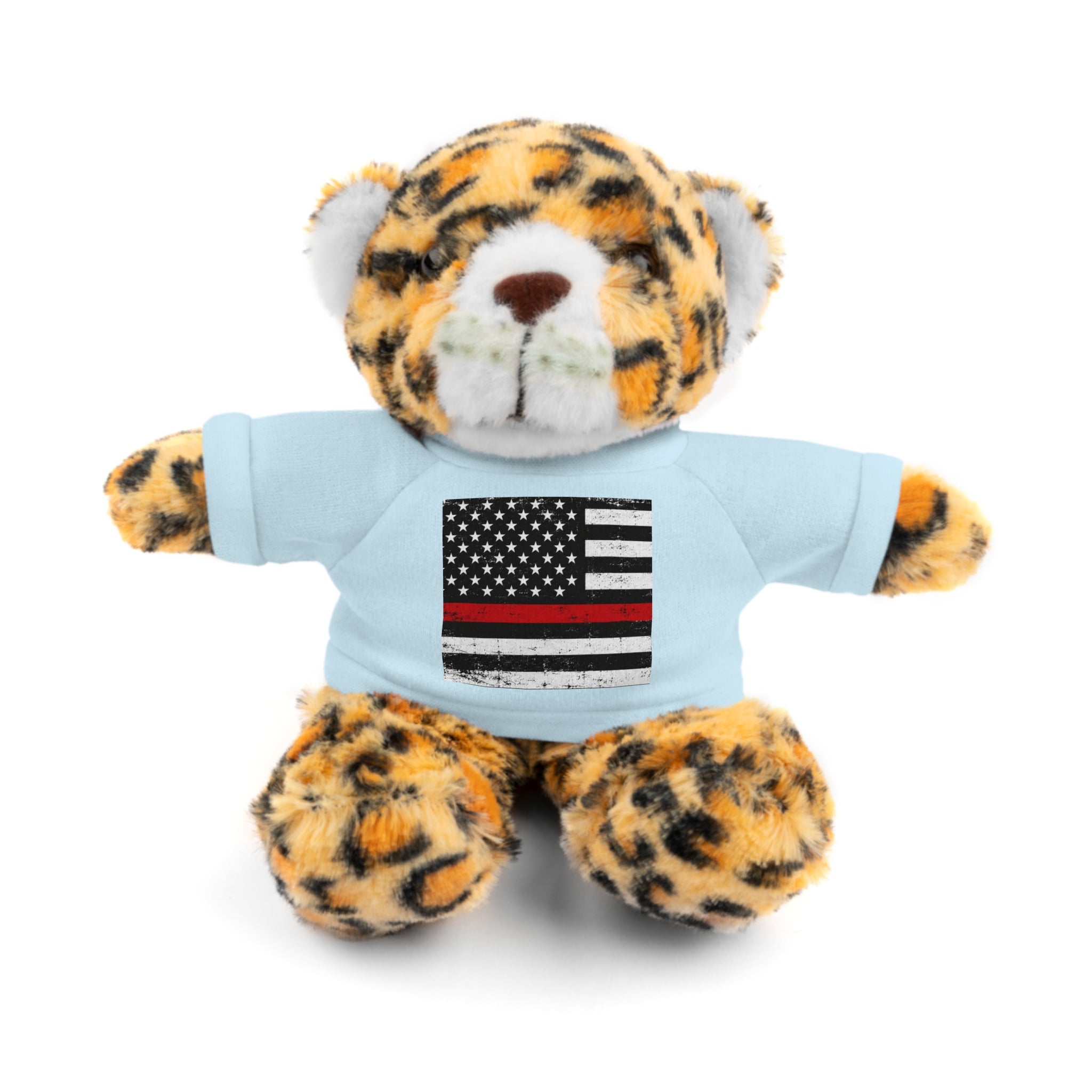 Kids Stuffed Animal with Thin Red line flag Tee