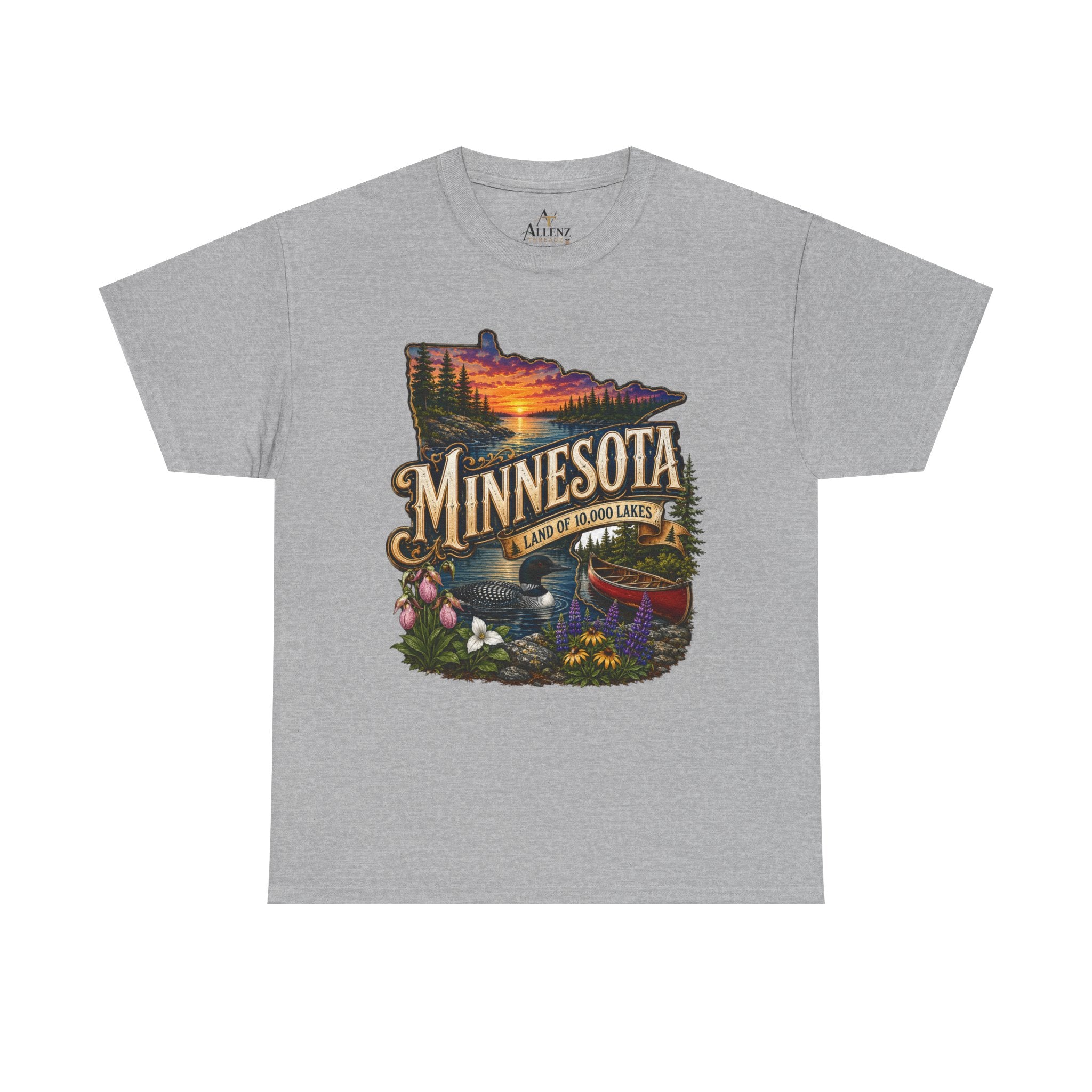 Unisex Heavy Cotton Tee🌲 Minnesota – Land of 10,000 Lakes Adventure 🌲