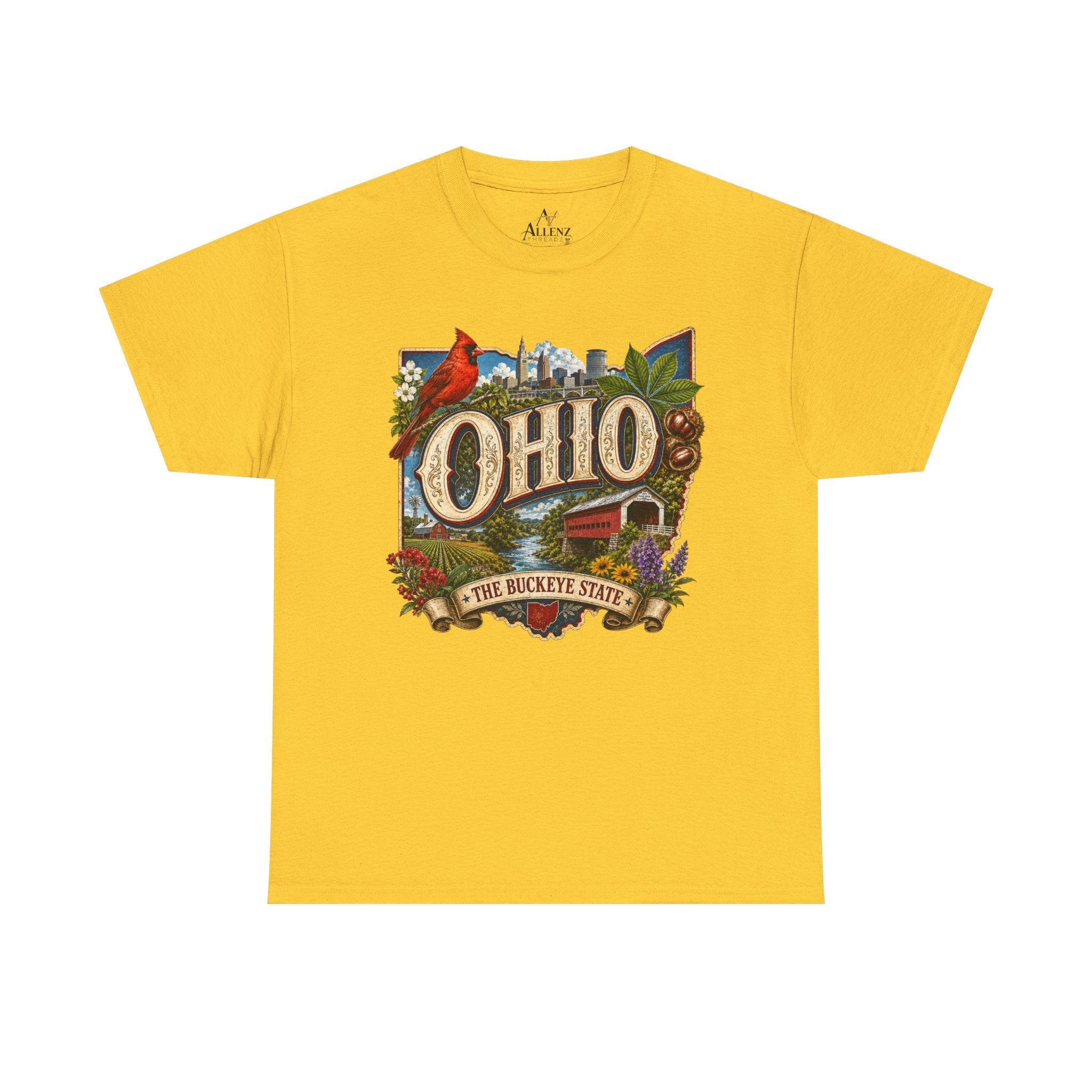 Unisex Heavy Cotton Tee🍂 Ohio – The Heart of the Buckeye State 🌰🌾