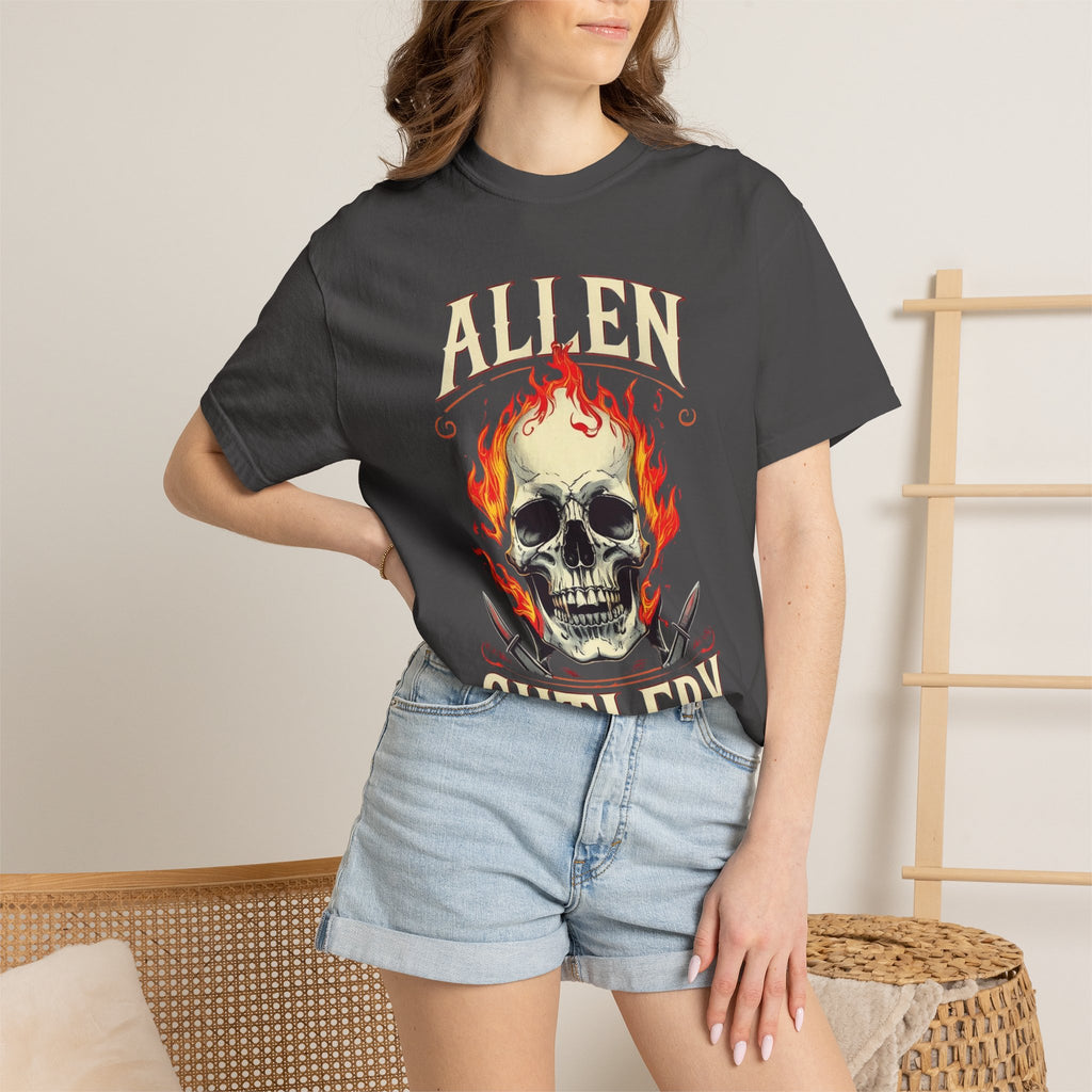 Skull and Flames Cutlery T-Shirt — Allen Cutlery Graphic Tee