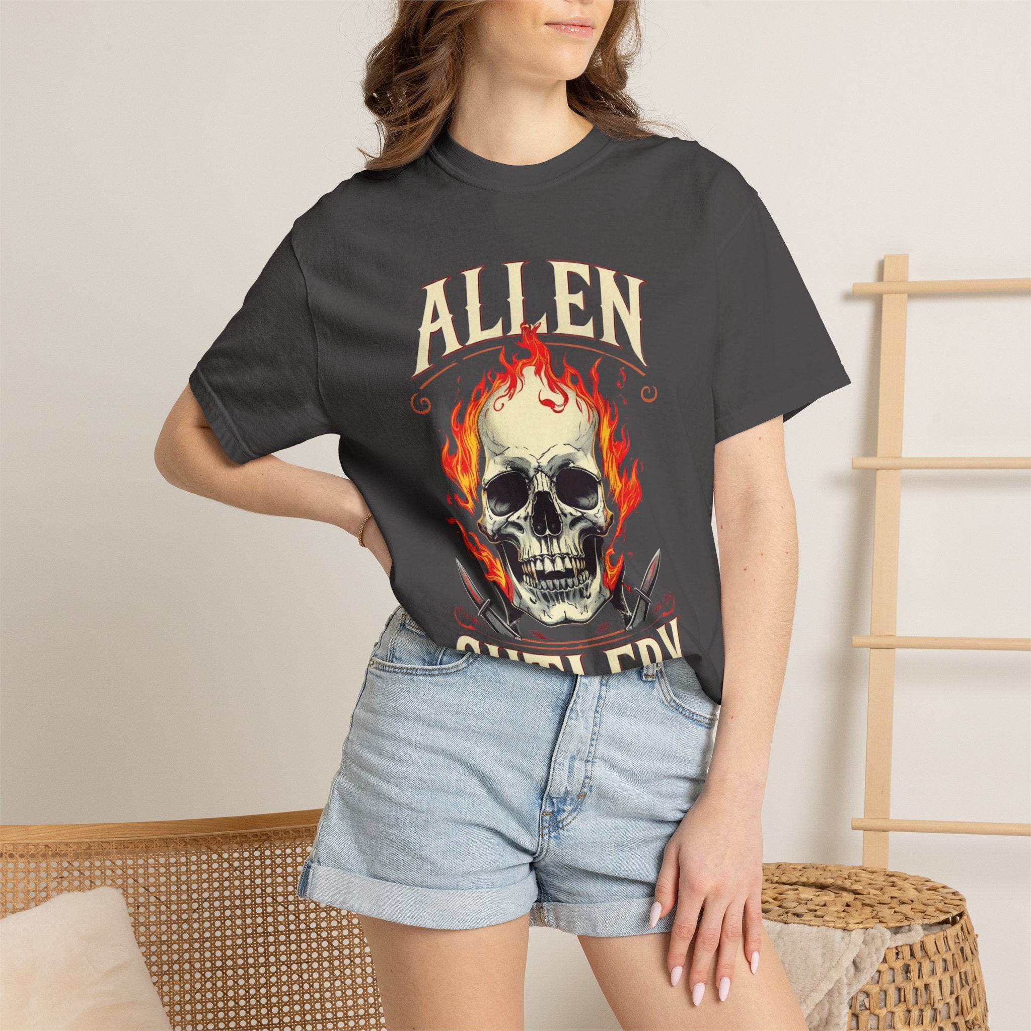 Skull and Flames Cutlery T-Shirt — Allen Cutlery Graphic Tee