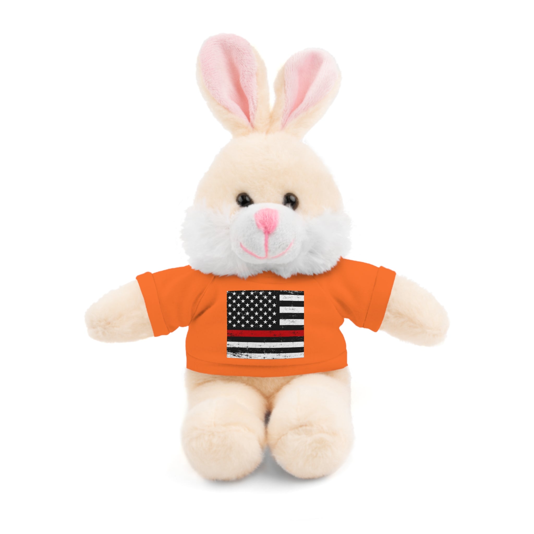 Kids Stuffed Animal with Thin Red line flag Tee