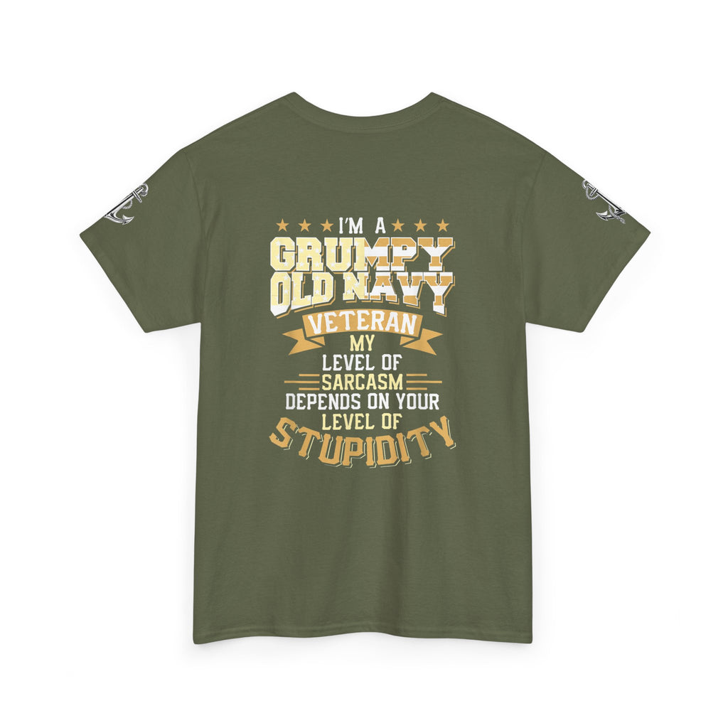 Unisex Heavy Cotton Tee⚓ “I’m A Grumpy Old Navy Veteran” Funny Veteran Shirt ⚓