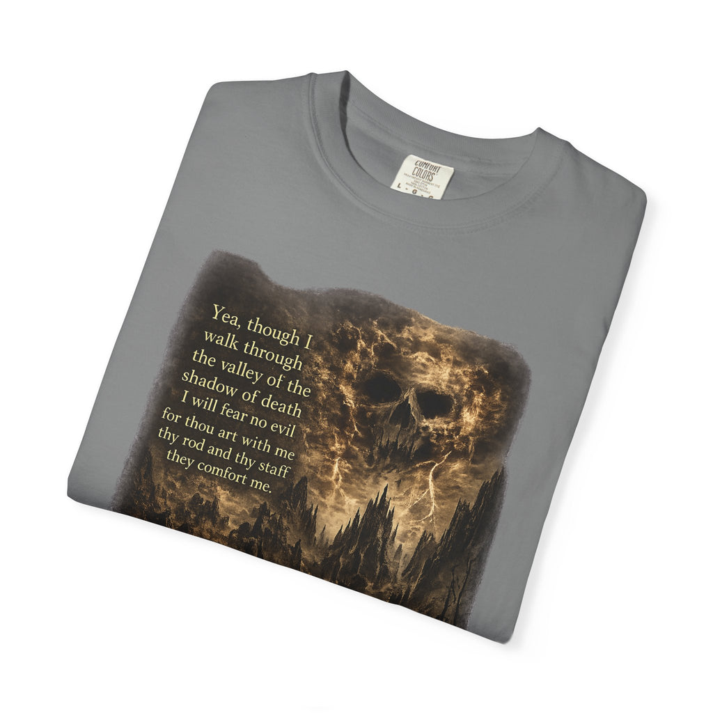Skull Cavern Gothic T-Shirt — 'You…walk through the valley of the shadow of death' Graphic Tee