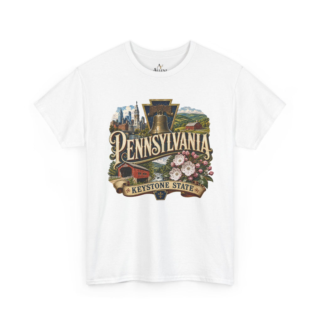 Unisex Heavy Cotton Tee🛎️ Pennsylvania – Pride of the Keystone State 🌄