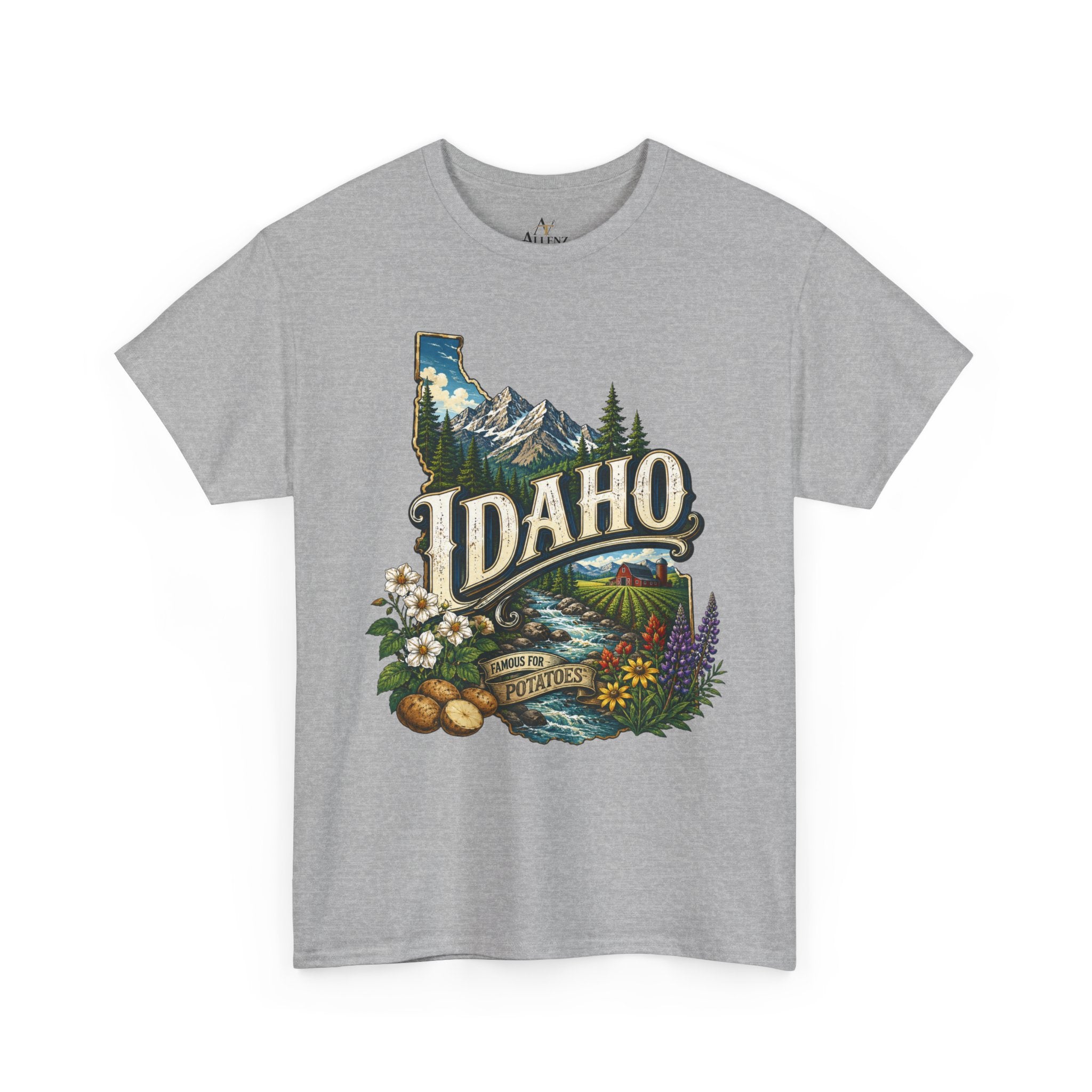 Unisex Heavy Cotton Tee 🥔 Idaho – Mountain Beauty and Rustic Country Charm 🥔