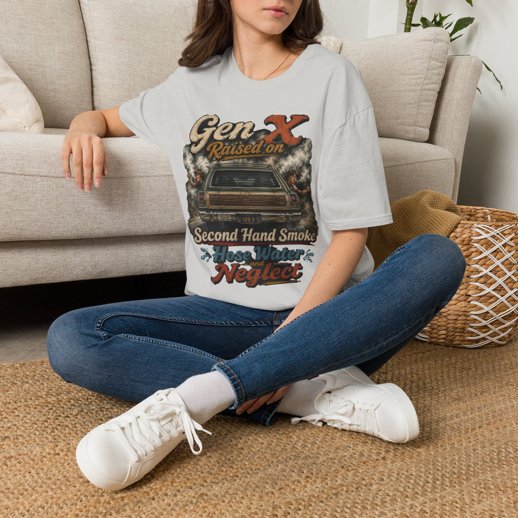 Gen X T-Shirt — "Raised on Secondhand Smoke, Hose Water, Neglect" Retro Car Vintage Tee