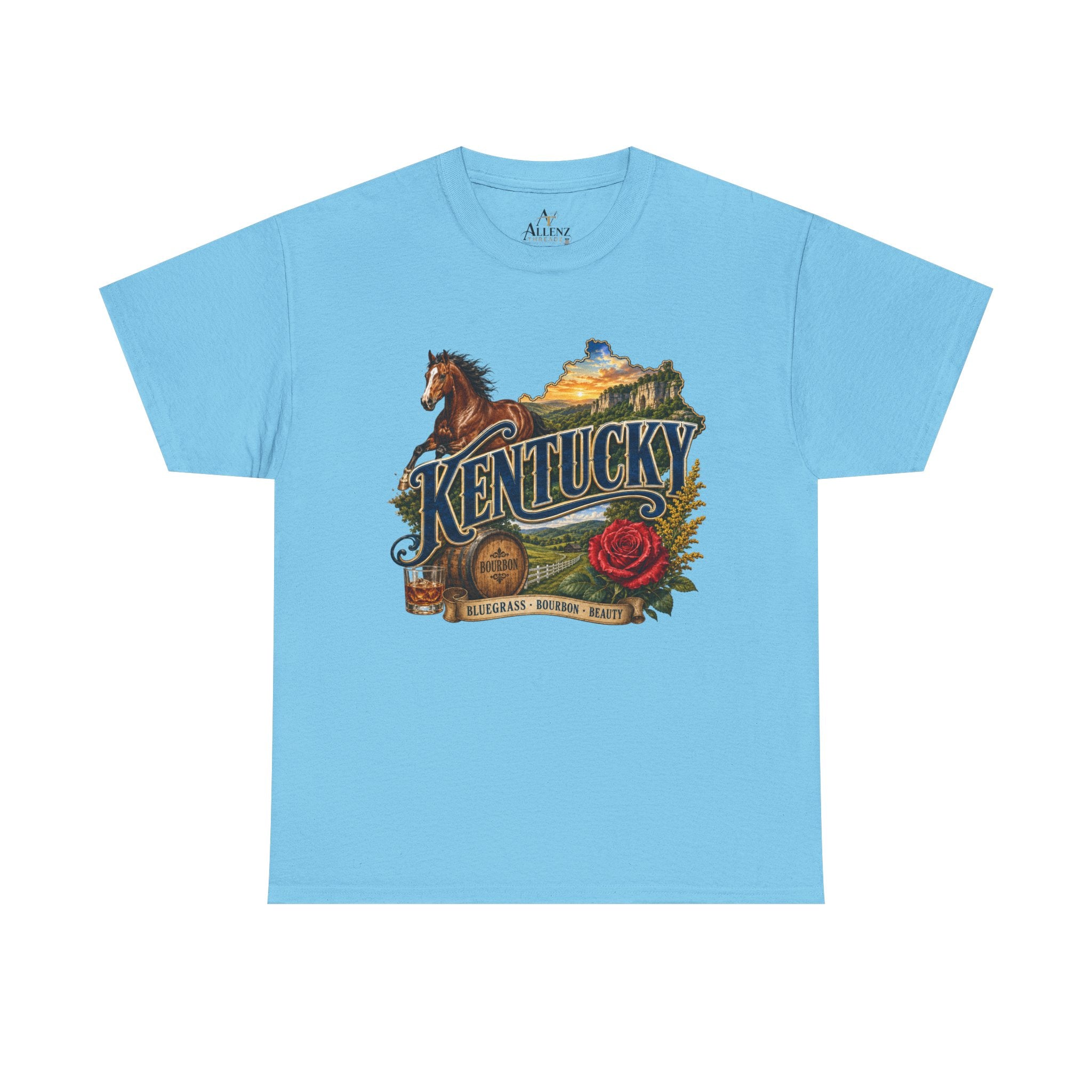 Unisex Heavy Cotton Tee 🐎 Kentucky – Bluegrass, Bourbon and Southern Beauty 🐎
