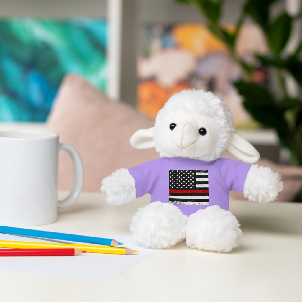 Kids Stuffed Animal with Thin Red line flag Tee