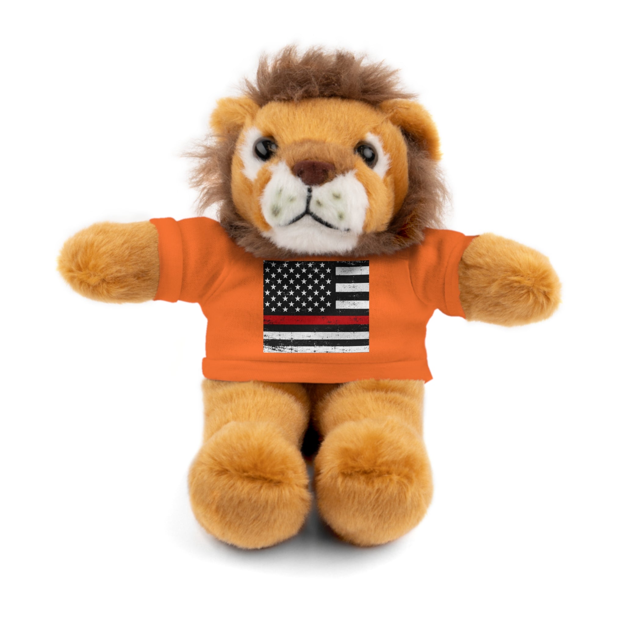 Kids Stuffed Animal with Thin Red line flag Tee