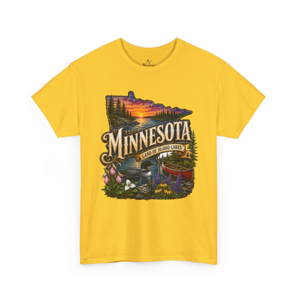 Unisex Heavy Cotton Tee🌲 Minnesota – Land of 10,000 Lakes Adventure 🌲