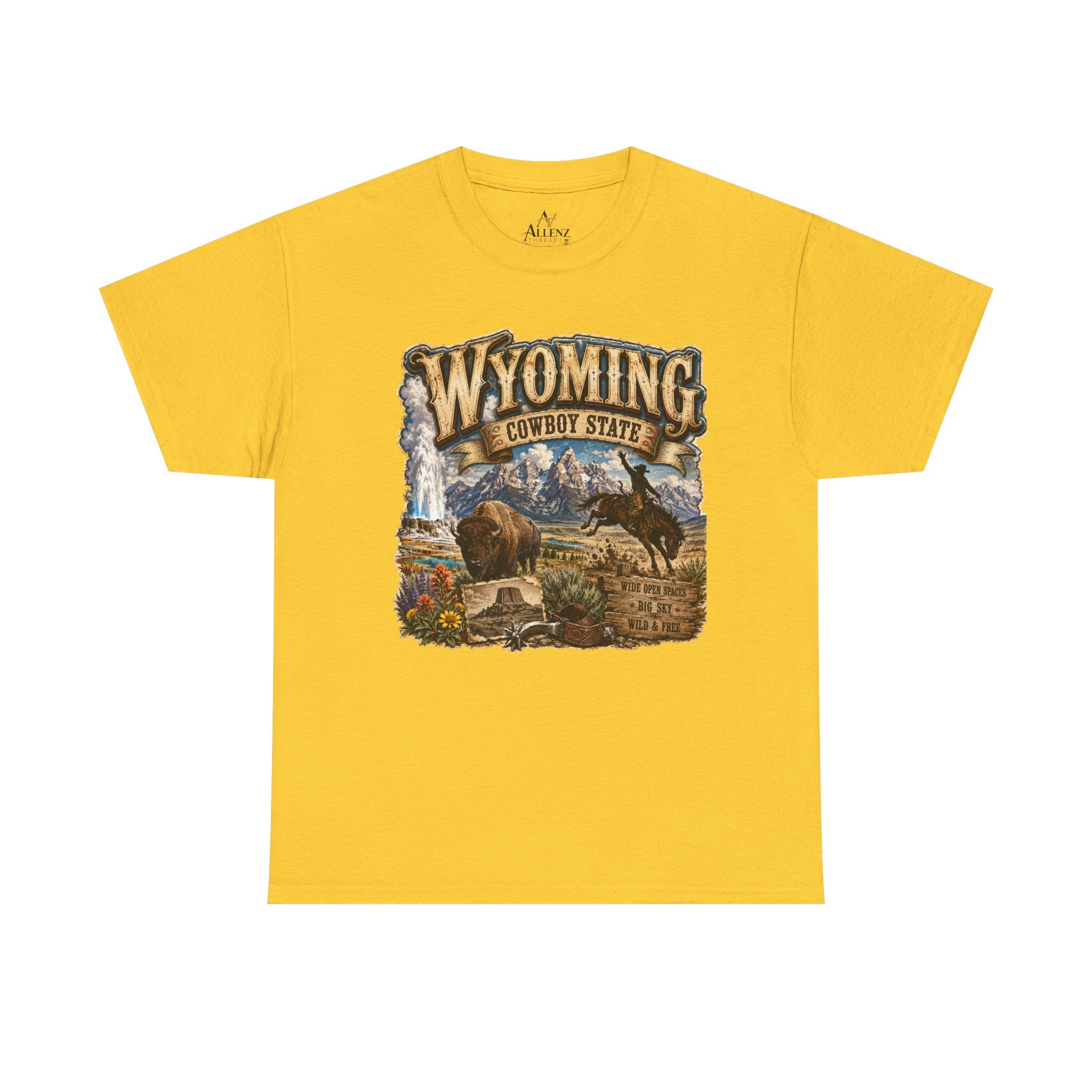 Unisex Heavy Cotton Tee🤠🏔️ Wyoming – The Cowboy State 🦬🌄