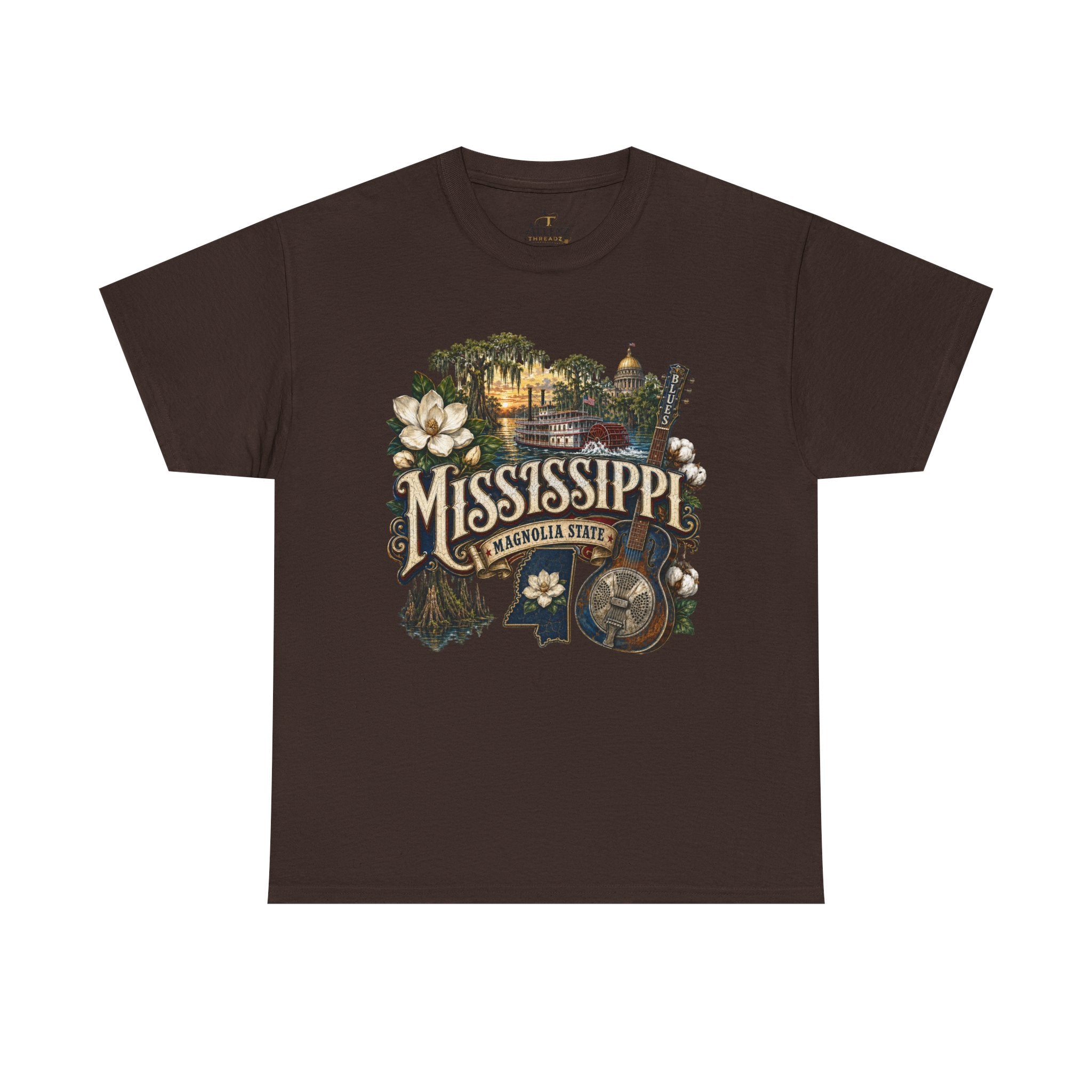 Unisex Heavy Cotton Tee🎸 Mississippi – Southern Soul and Magnolia State Pride 🎸
