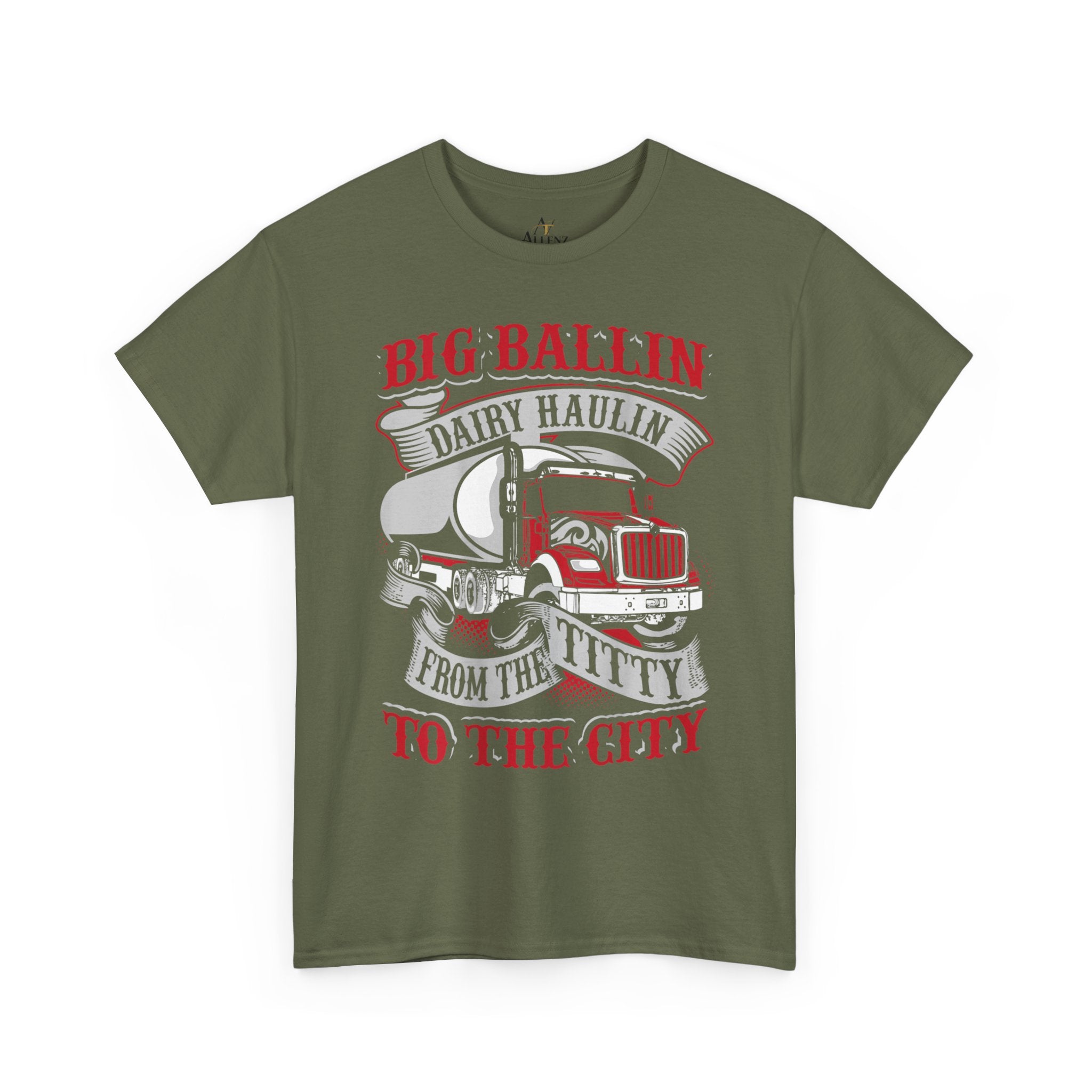 Unisex Heavy Cotton Tee “Big Ballin’ Dairy Haulin’” Funny Truck Driver T-Shirt