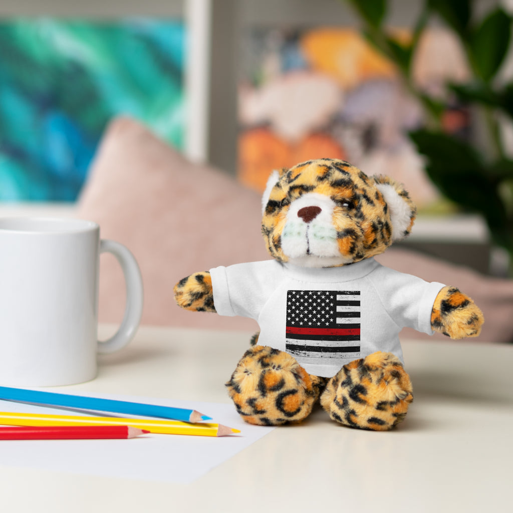 Kids Stuffed Animal with Thin Red line flag Tee
