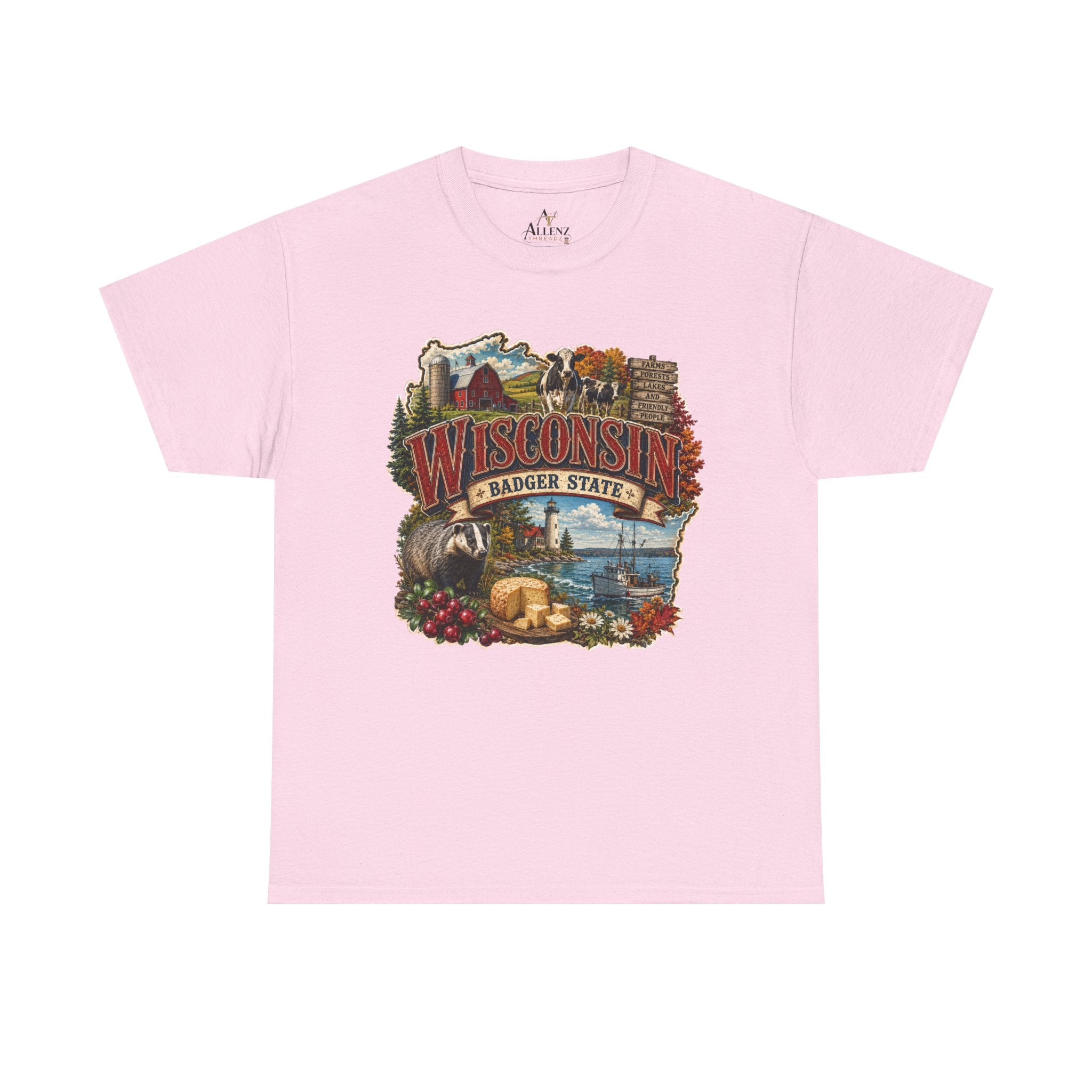 Unisex Heavy Cotton Tee🧀🌲 Wisconsin – Proudly the Badger State 🚤🐄