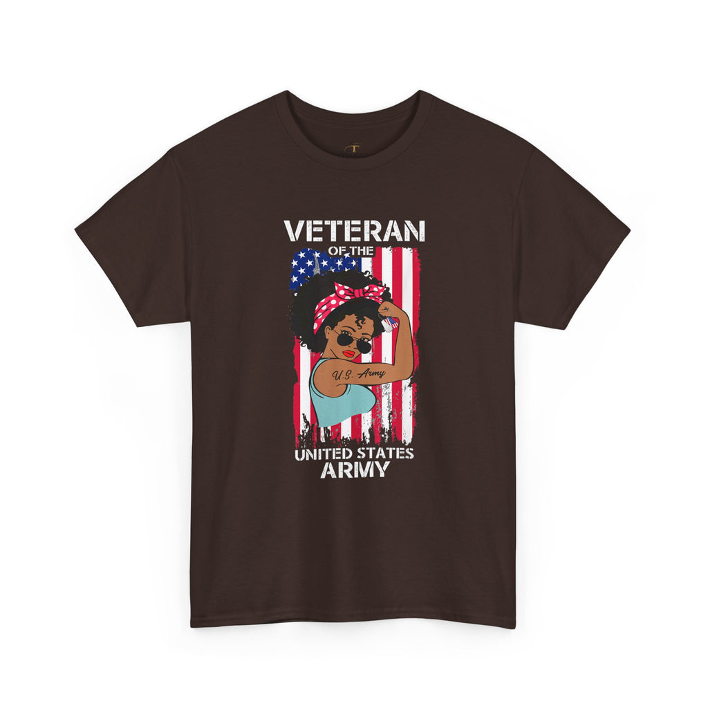 Unisex Heavy Cotton Tee✨ Melanin Army Veteran T-Shirt – Strong, Proud and Fearless ✨