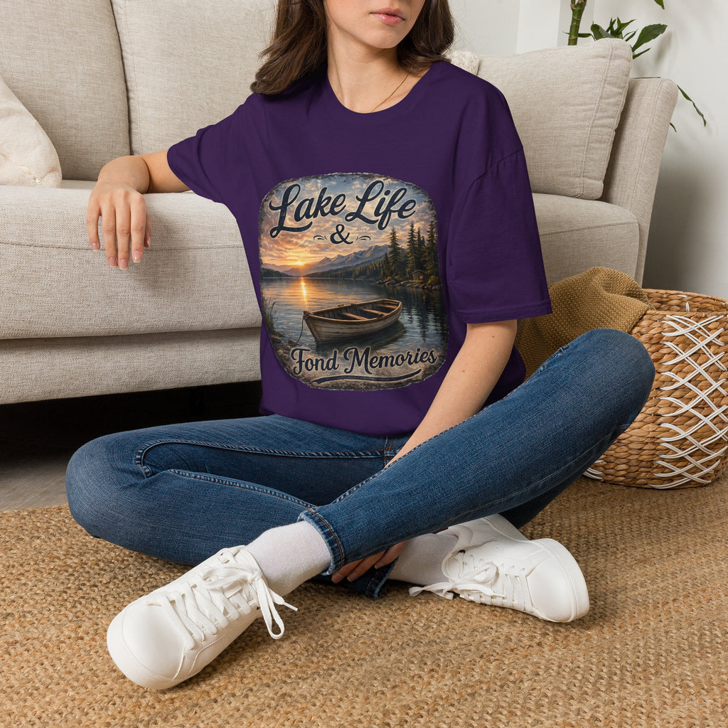 Lake Life T-Shirt — Scenic Sunrise Boat 'Lake Life & Fond Memories'