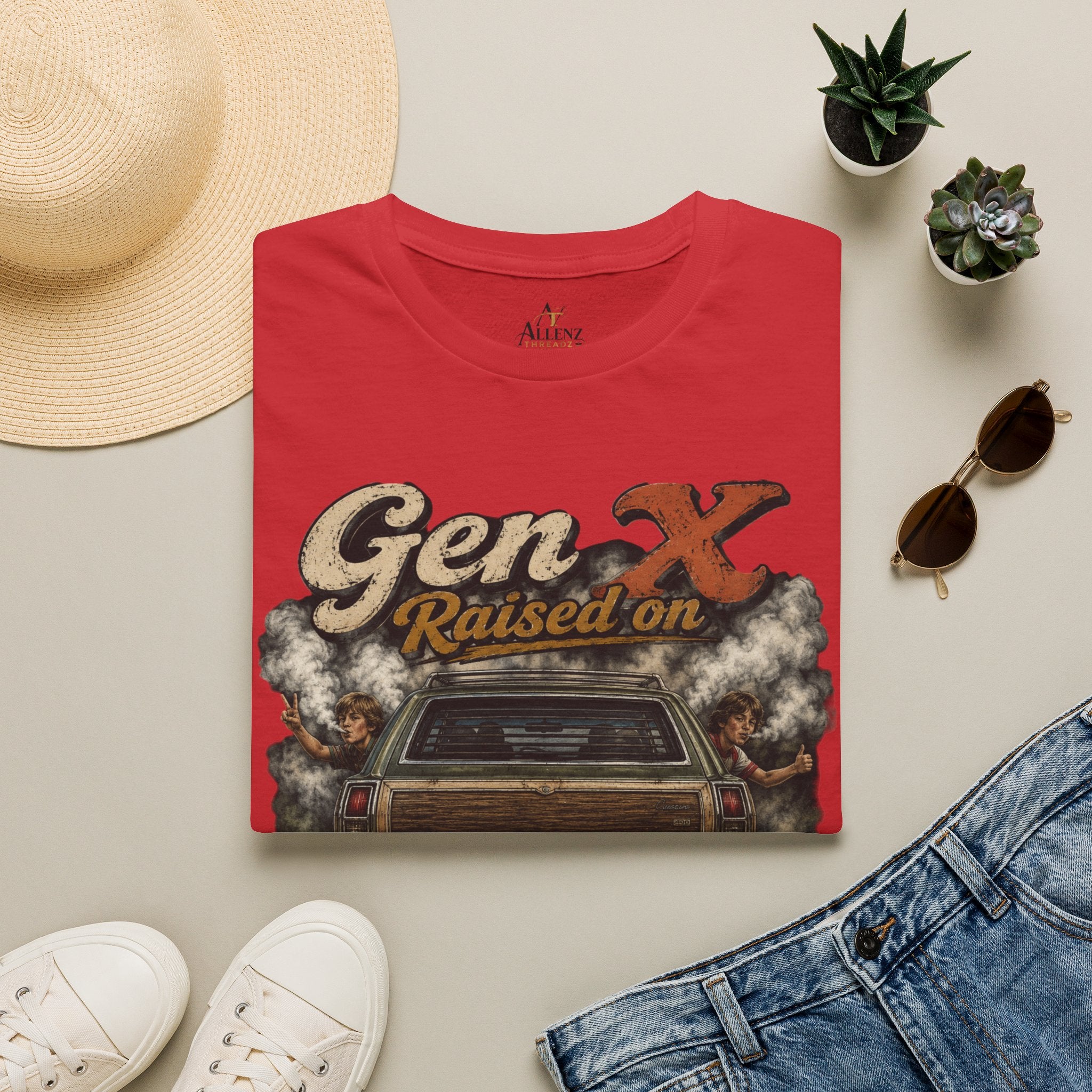 Gen X T-Shirt — "Raised on Secondhand Smoke, Hose Water, Neglect" Retro Car Vintage Tee