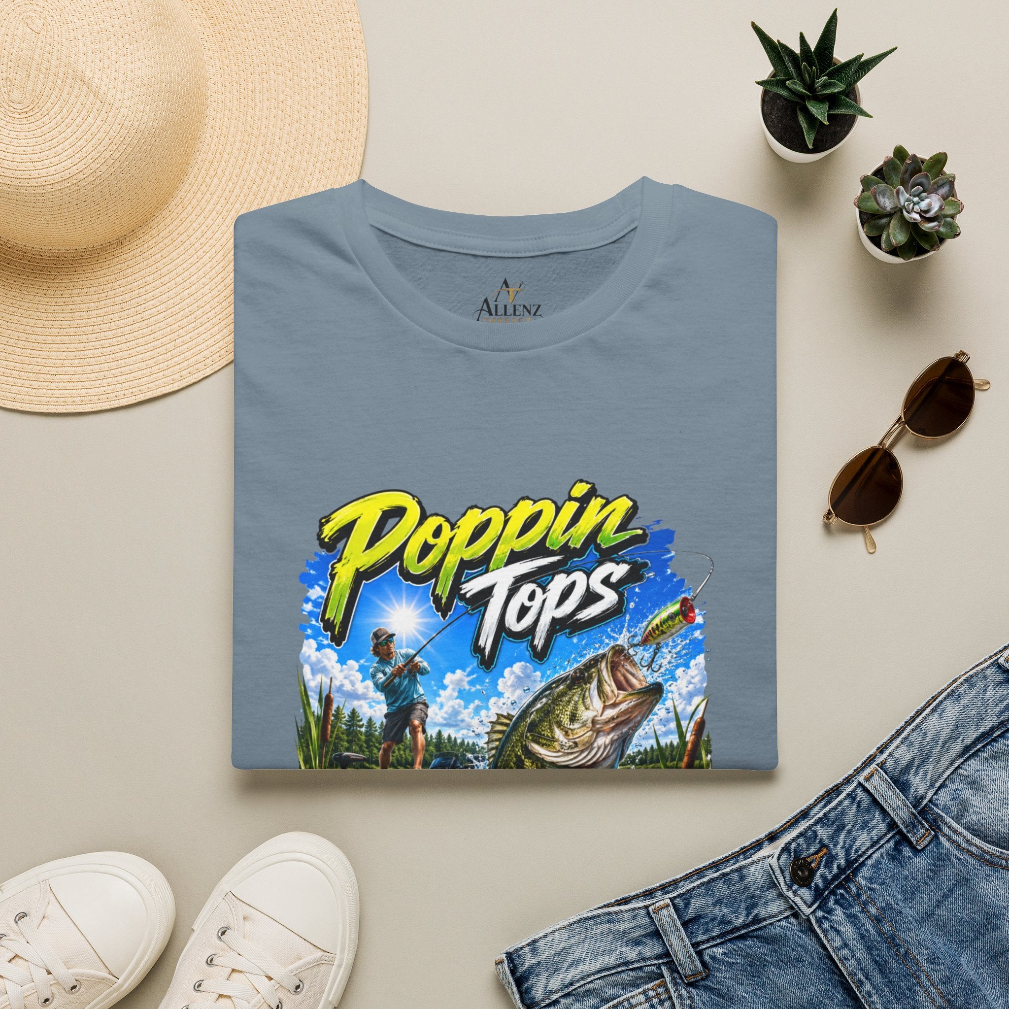 Poppin Tops Rippin Lips Fishing Shirt Unisex Softstyle T-Shirt