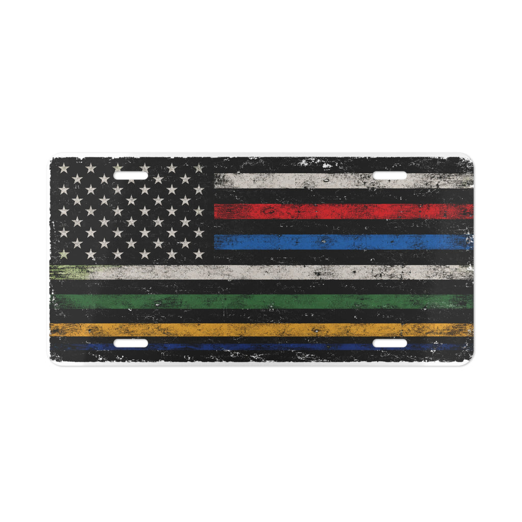 Thin Multi Line Flag Vanity  License Plate