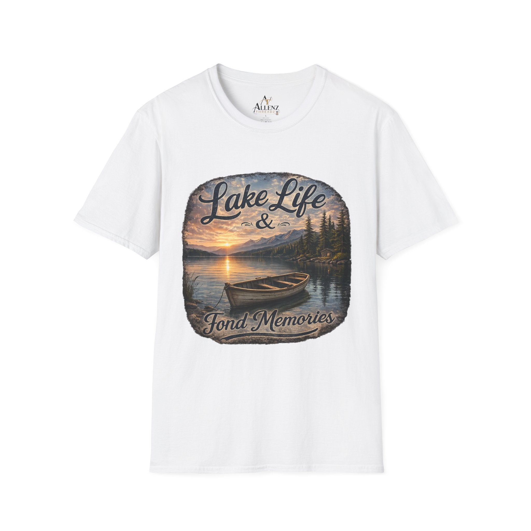 Lake Life T-Shirt — Scenic Sunrise Boat 'Lake Life & Fond Memories'
