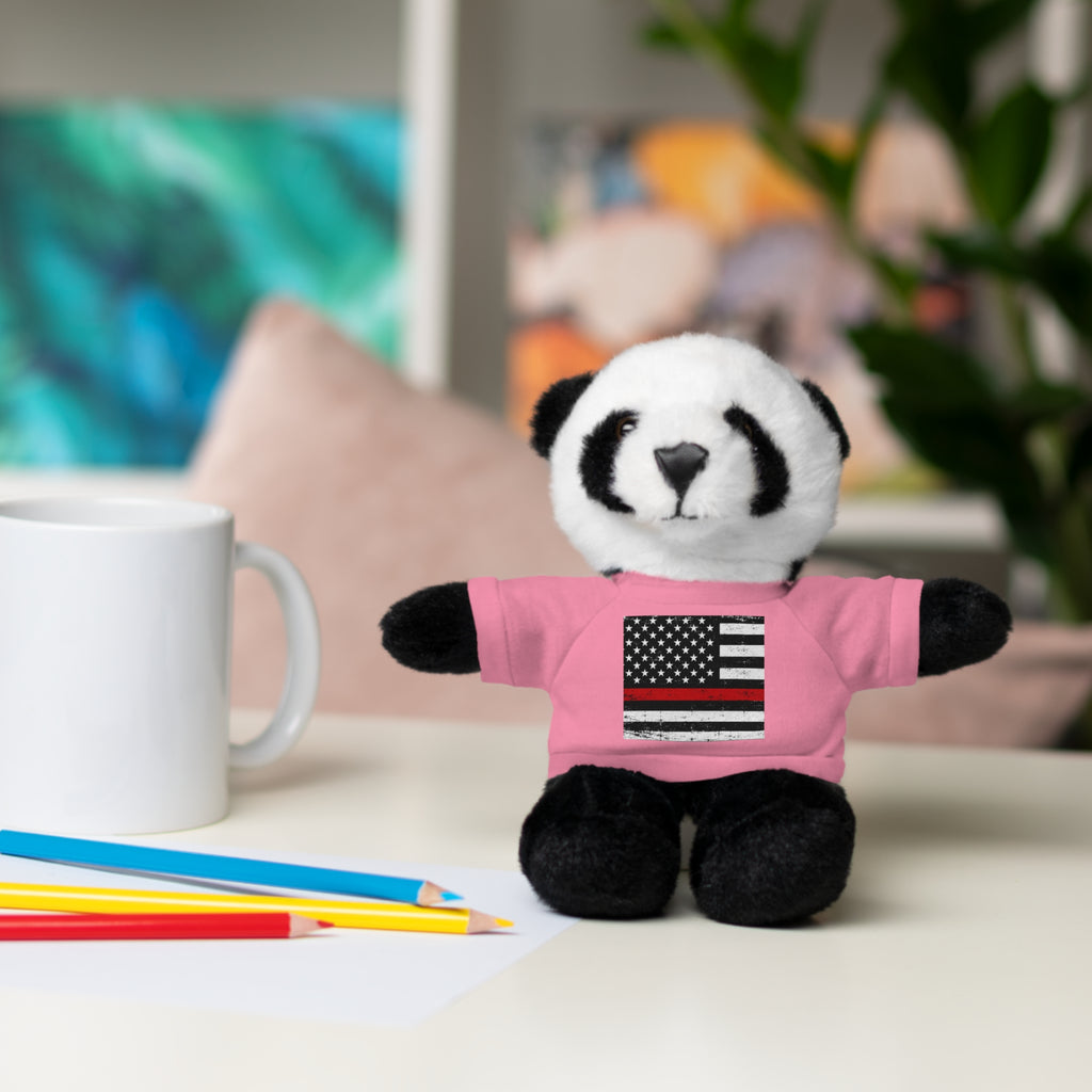 Kids Stuffed Animal with Thin Red line flag Tee