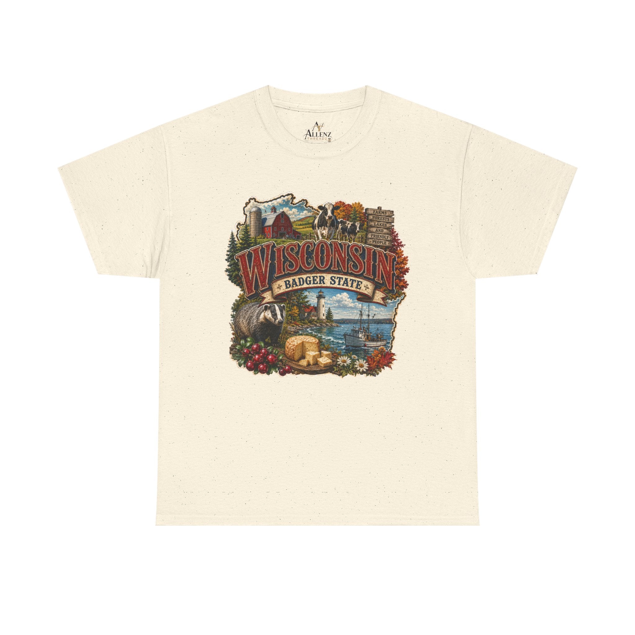 Unisex Heavy Cotton Tee🧀🌲 Wisconsin – Proudly the Badger State 🚤🐄