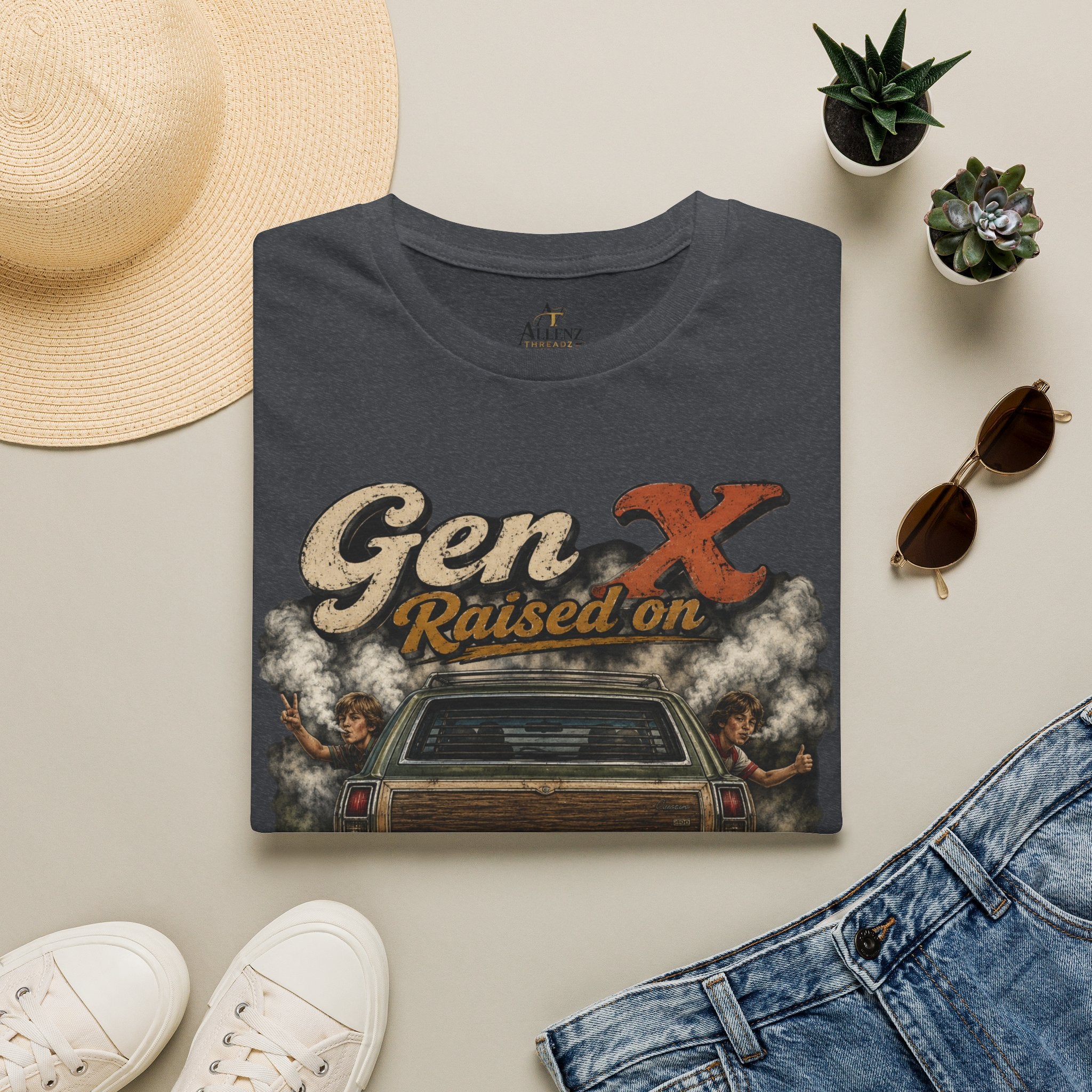Gen X T-Shirt — "Raised on Secondhand Smoke, Hose Water, Neglect" Retro Car Vintage Tee