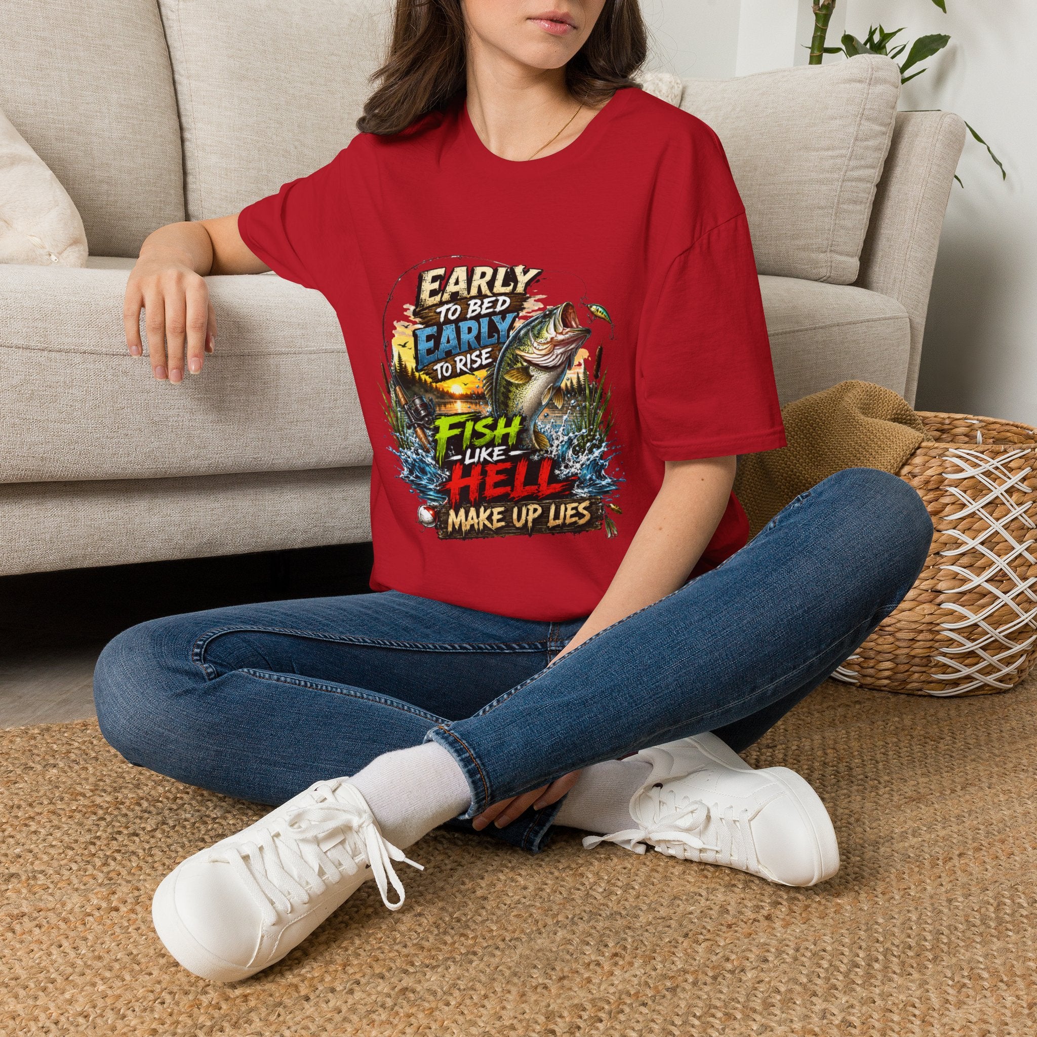 Early To Bed Fishing Unisex Softstyle T-Shirt