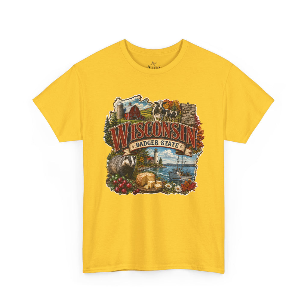 Unisex Heavy Cotton Tee🧀🌲 Wisconsin – Proudly the Badger State 🚤🐄