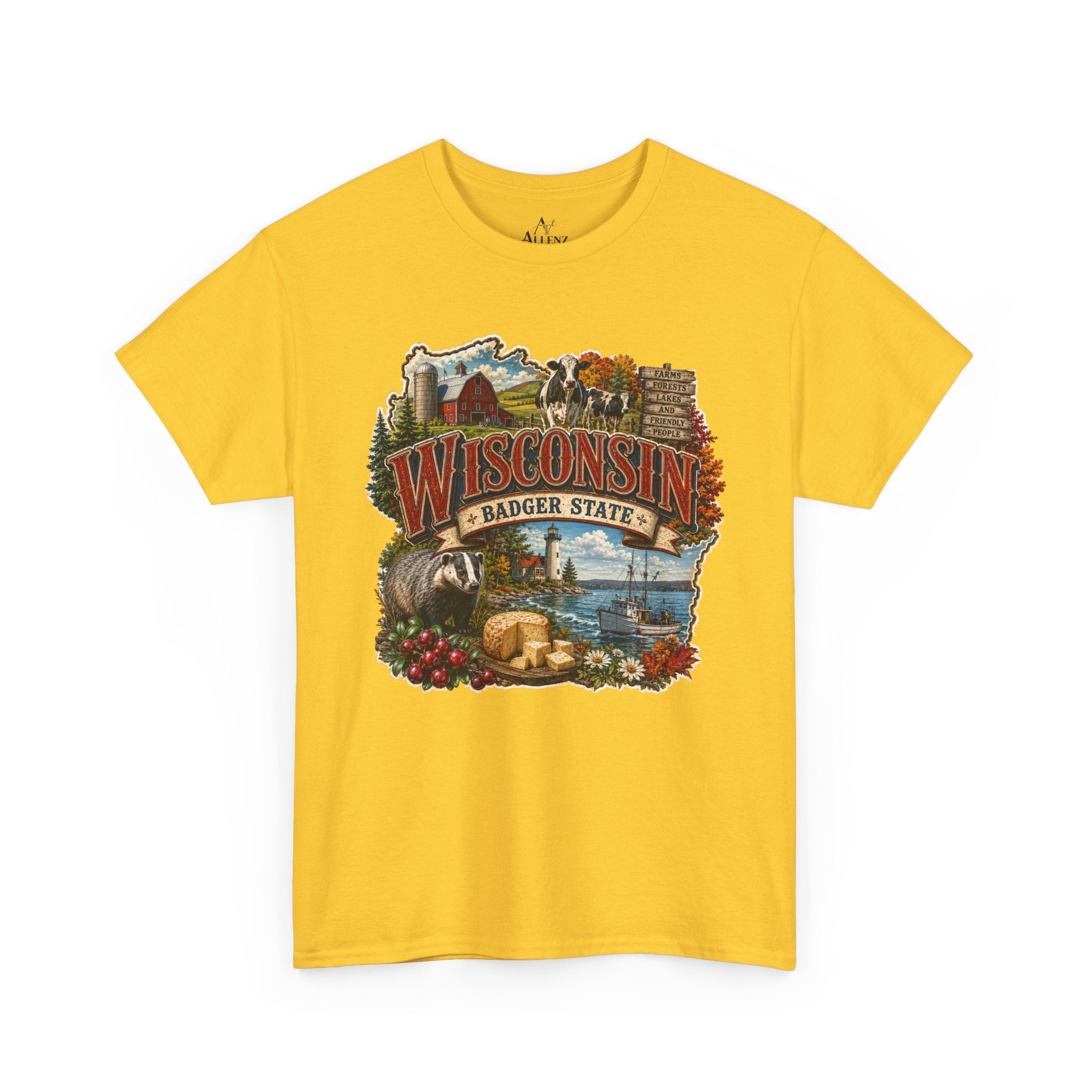 Unisex Heavy Cotton Tee🧀🌲 Wisconsin – Proudly the Badger State 🚤🐄