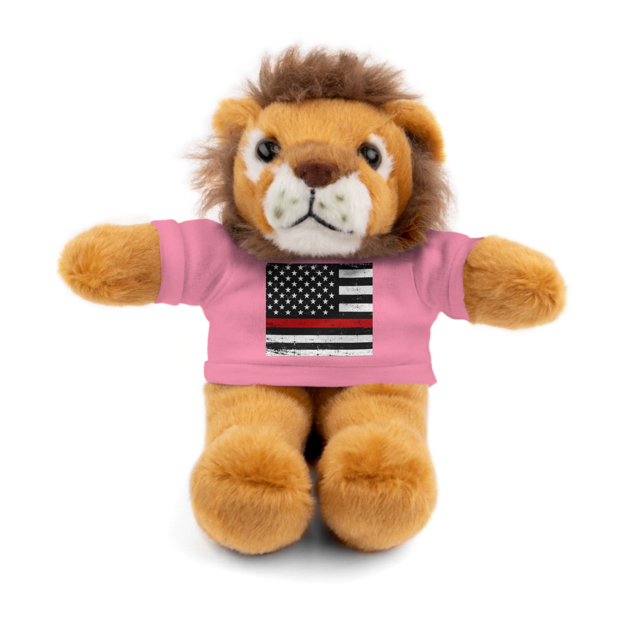 Kids Stuffed Animal with Thin Red line flag Tee