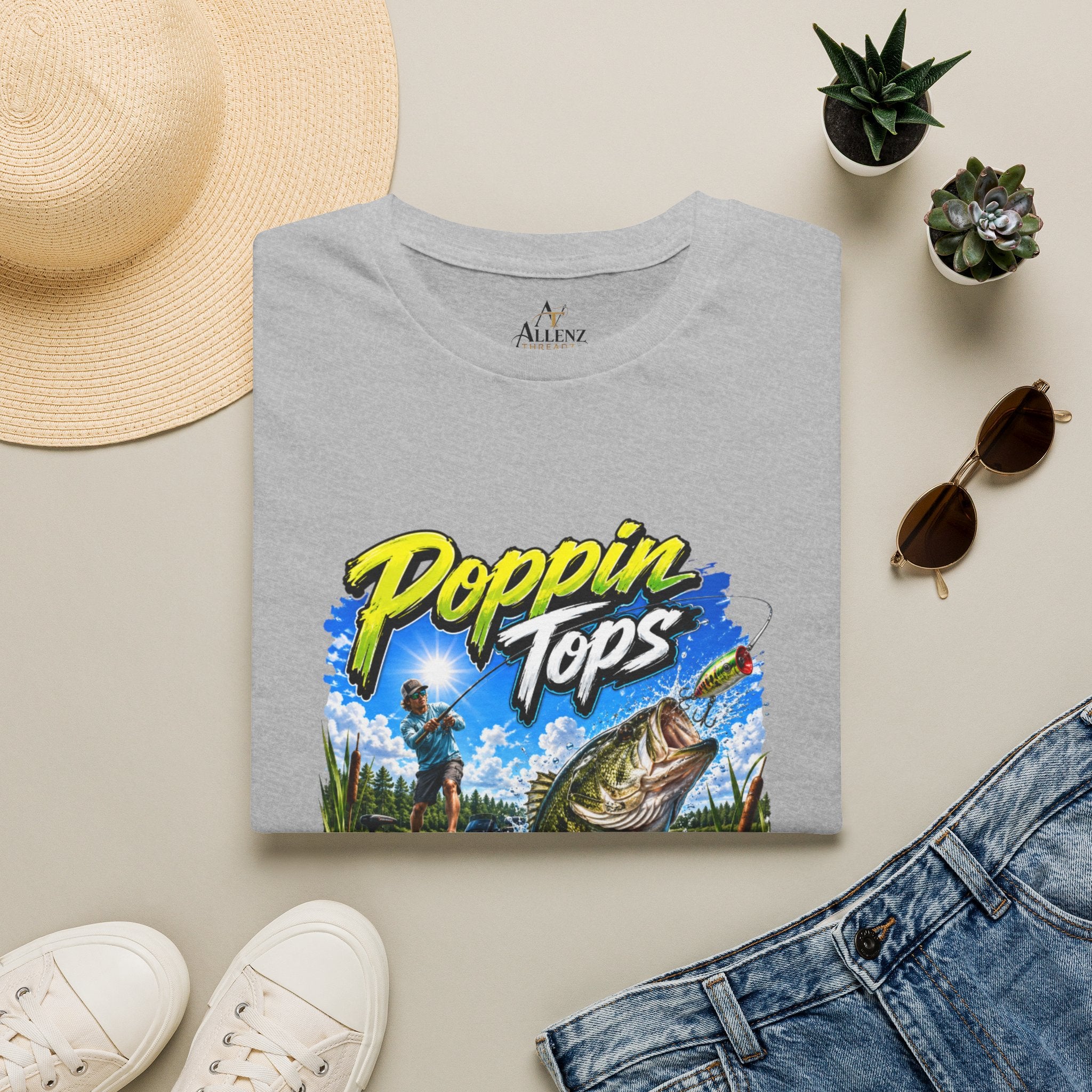 Poppin Tops Rippin Lips Fishing Shirt Unisex Softstyle T-Shirt