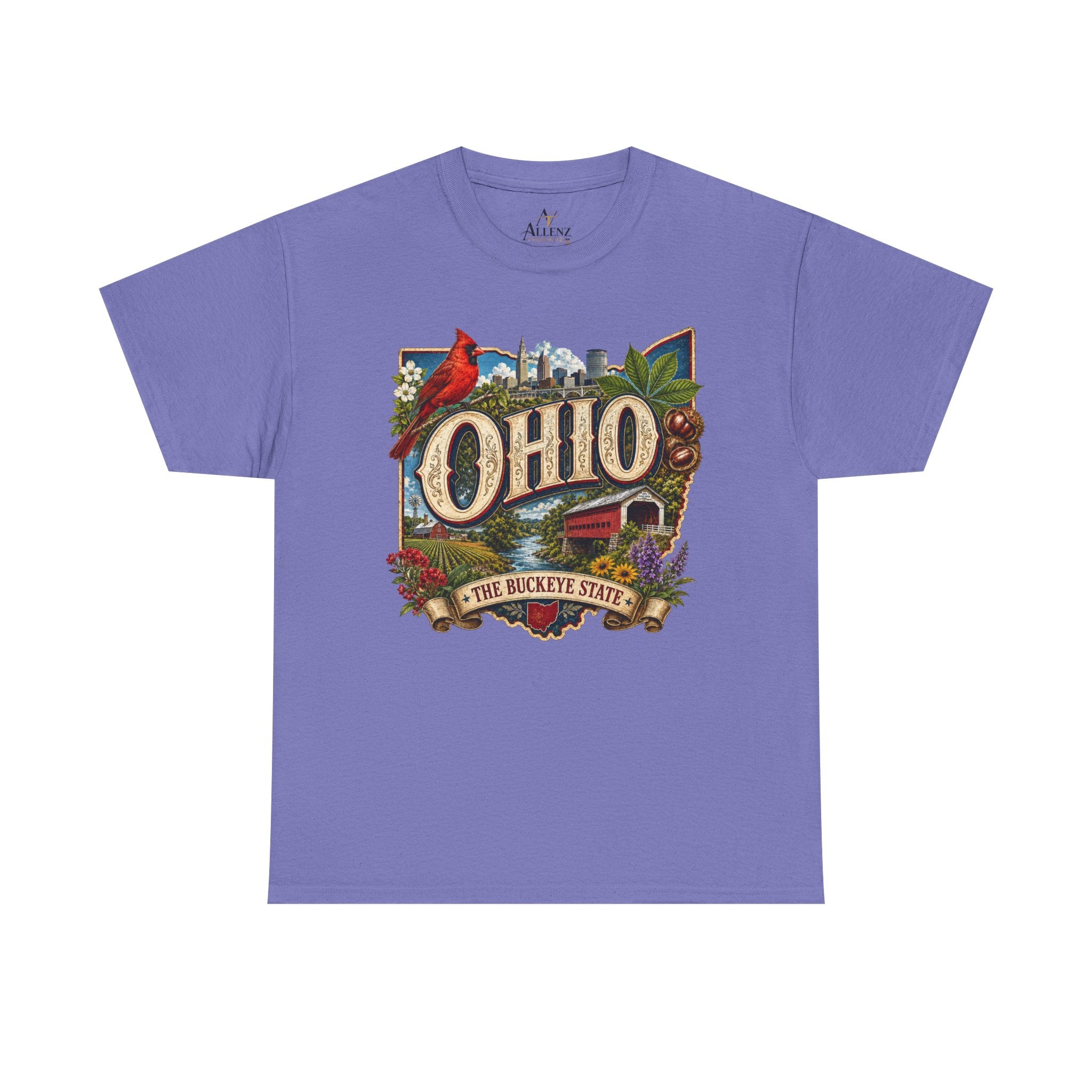 Unisex Heavy Cotton Tee🍂 Ohio – The Heart of the Buckeye State 🌰🌾