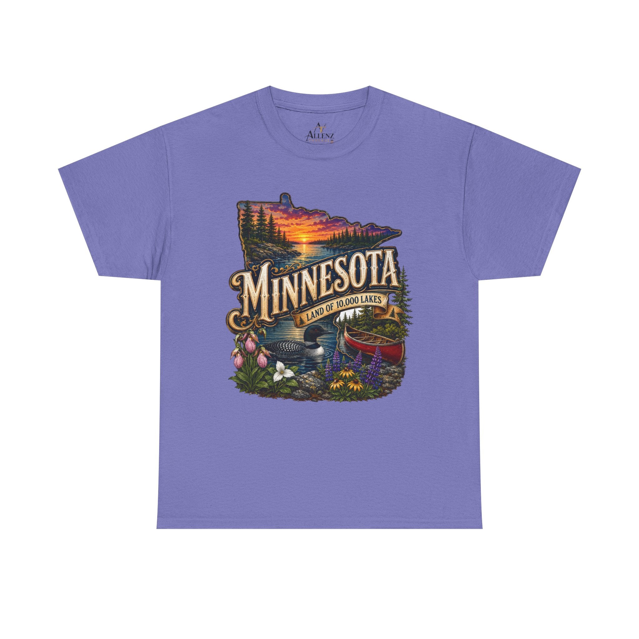 Unisex Heavy Cotton Tee🌲 Minnesota – Land of 10,000 Lakes Adventure 🌲