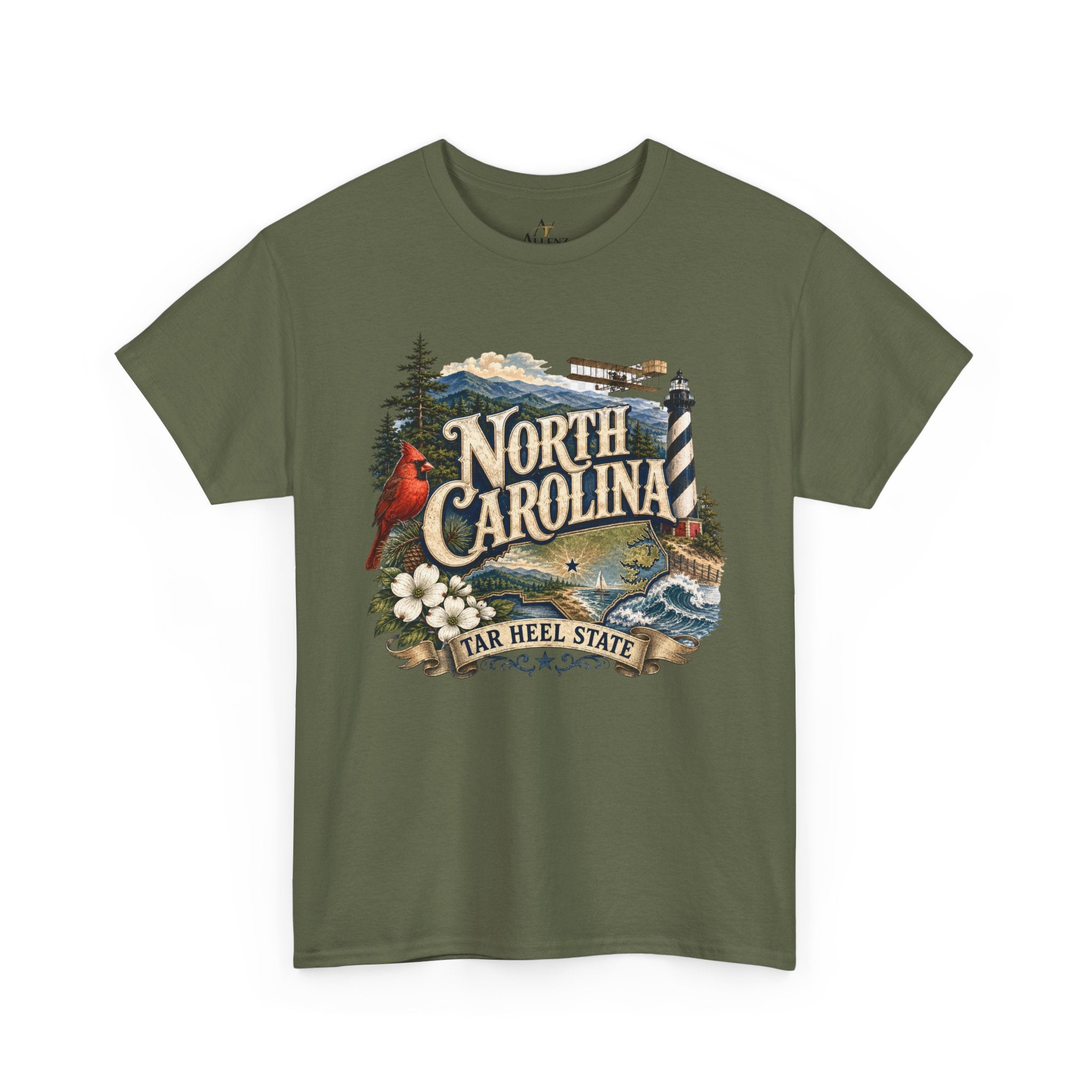 Unisex Heavy Cotton Tee🌲 North Carolina – Coastal Beauty and Mountain Adventure 🌊✈️