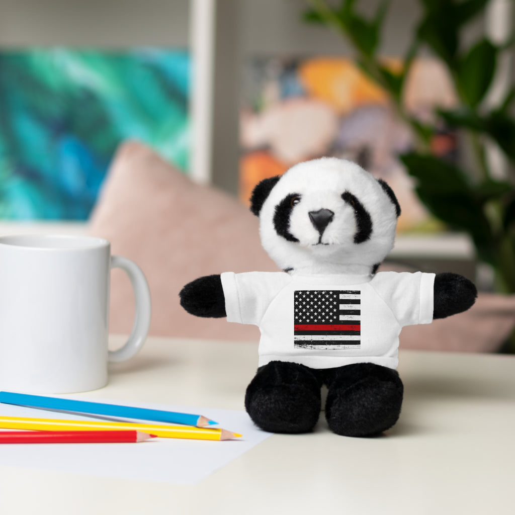 Kids Stuffed Animal with Thin Red line flag Tee