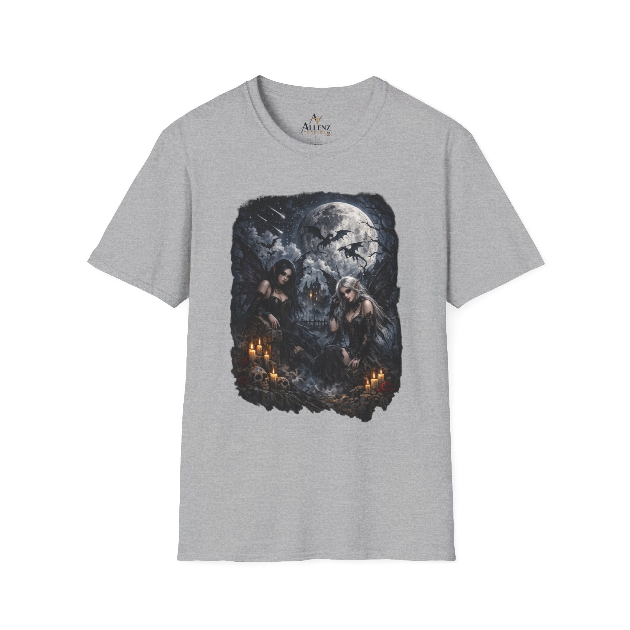 Fantasy Moonlit Wolves T-Shirt — Gothic Werewolf Night Scene