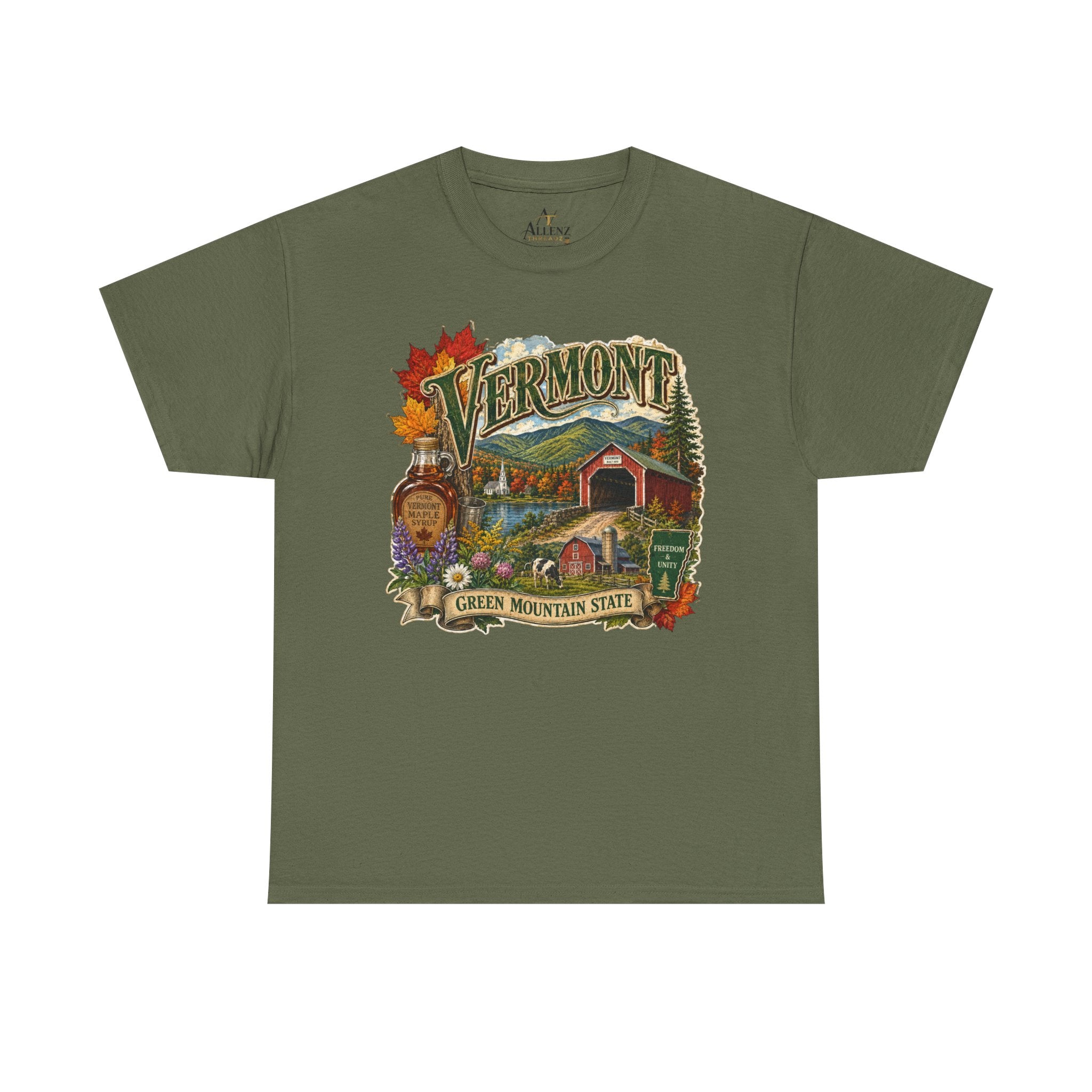 Unisex Heavy Cotton Tee🍁🏔️ Vermont – Beauty of the Green Mountain State 🍁🚜