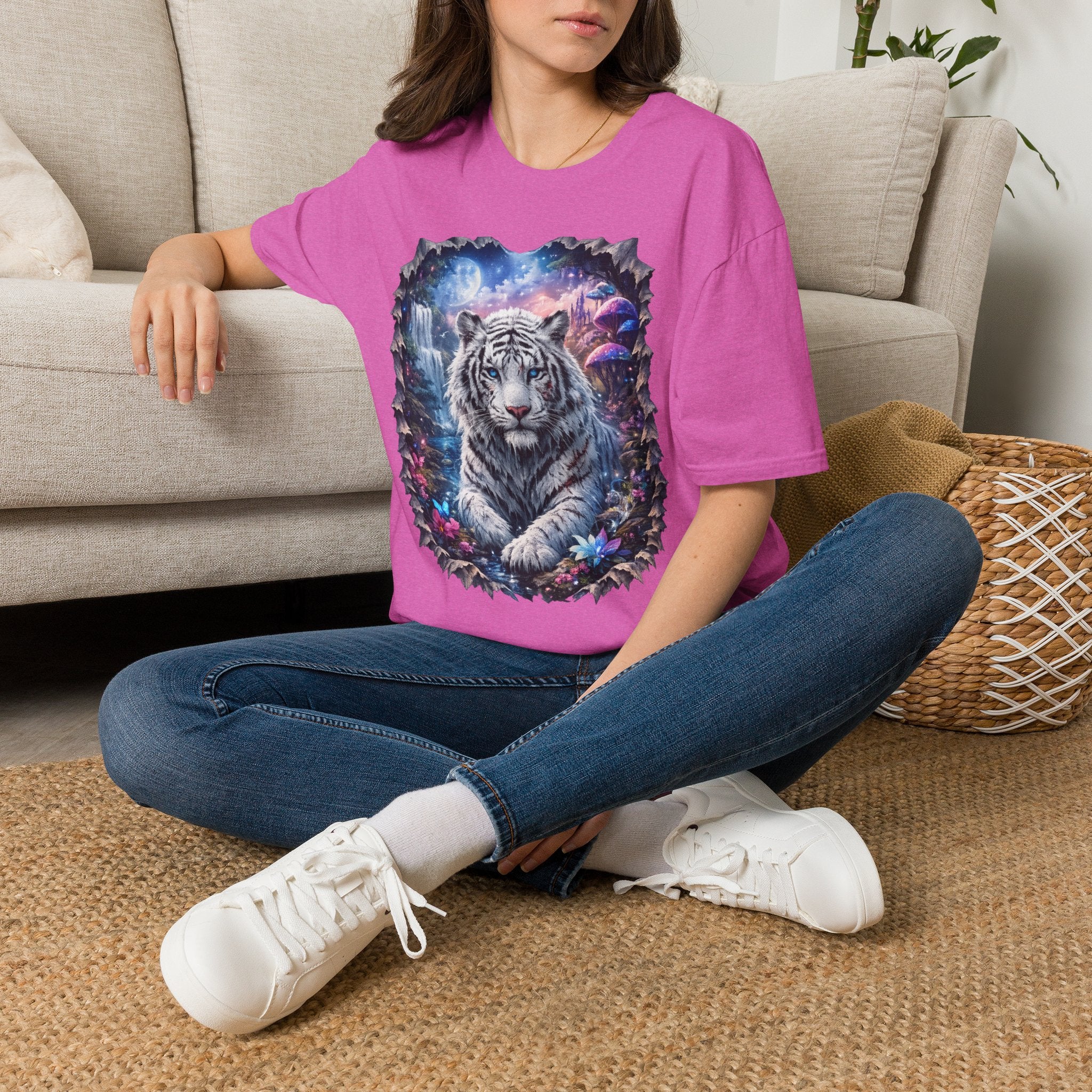 Fantasy white Bengal tiger Unisex Softstyle T-Shirt -