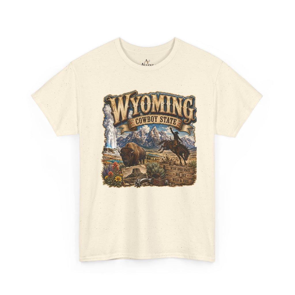 Unisex Heavy Cotton Tee🤠🏔️ Wyoming – The Cowboy State 🦬🌄